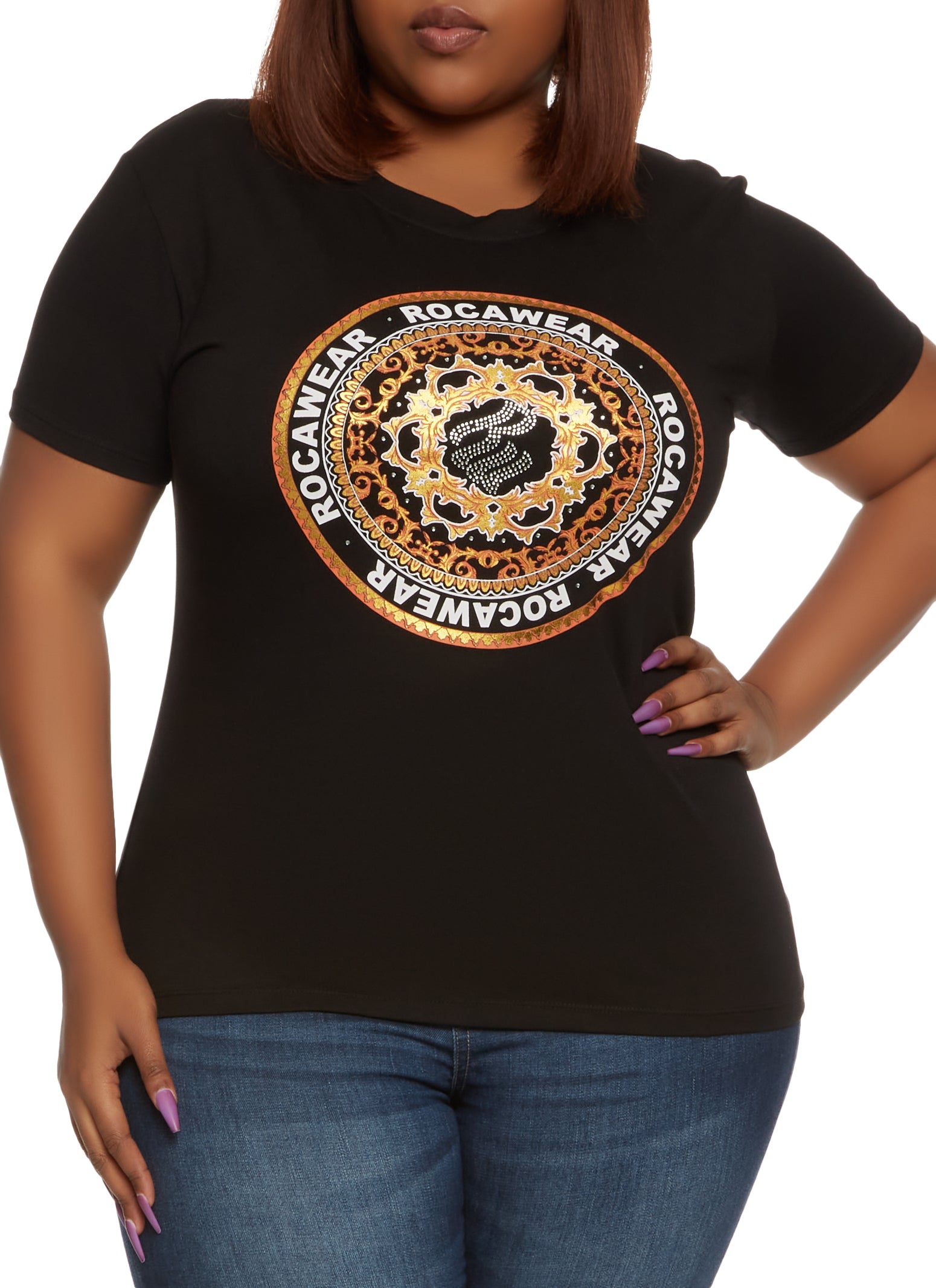 Plus Size Rocawear Foiled Baroque Graphic Tee -