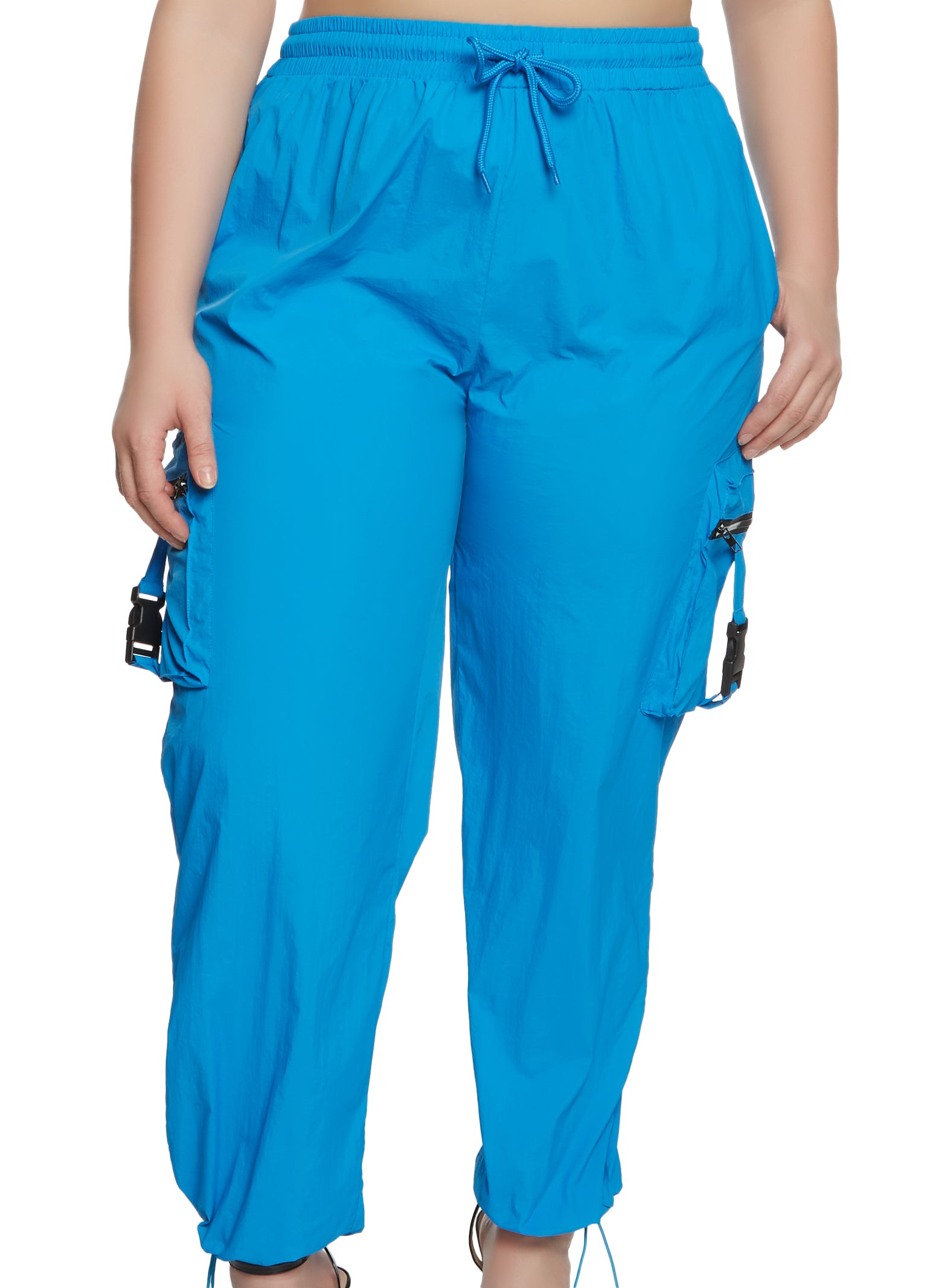 Plus Size Nylon Toggle Hem Cargo Pants