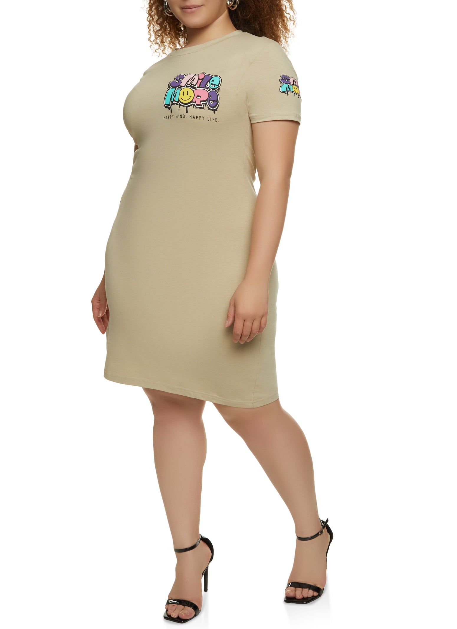 Plus Size Smile More T Shirt Dress