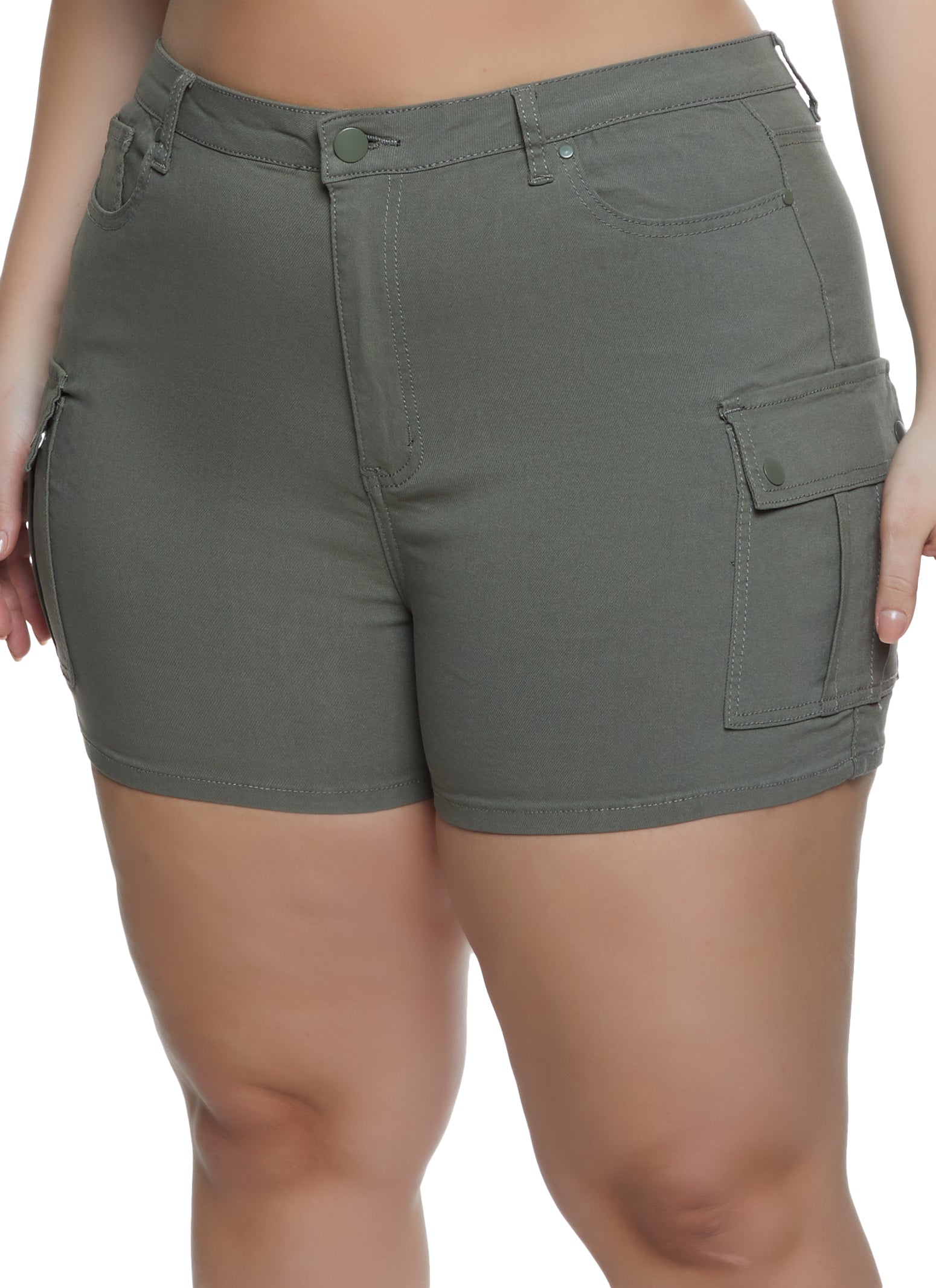Plus Size Pocket Shorts - Olive