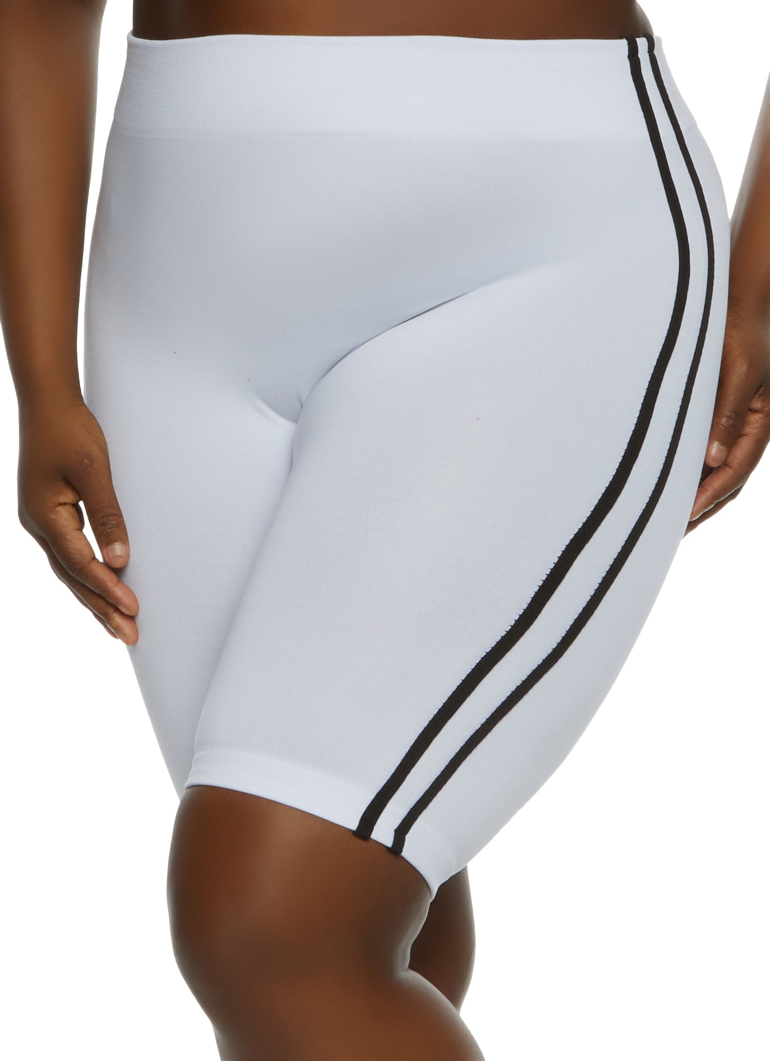 Plus Size Varsity Stripe Detail Bike Shorts