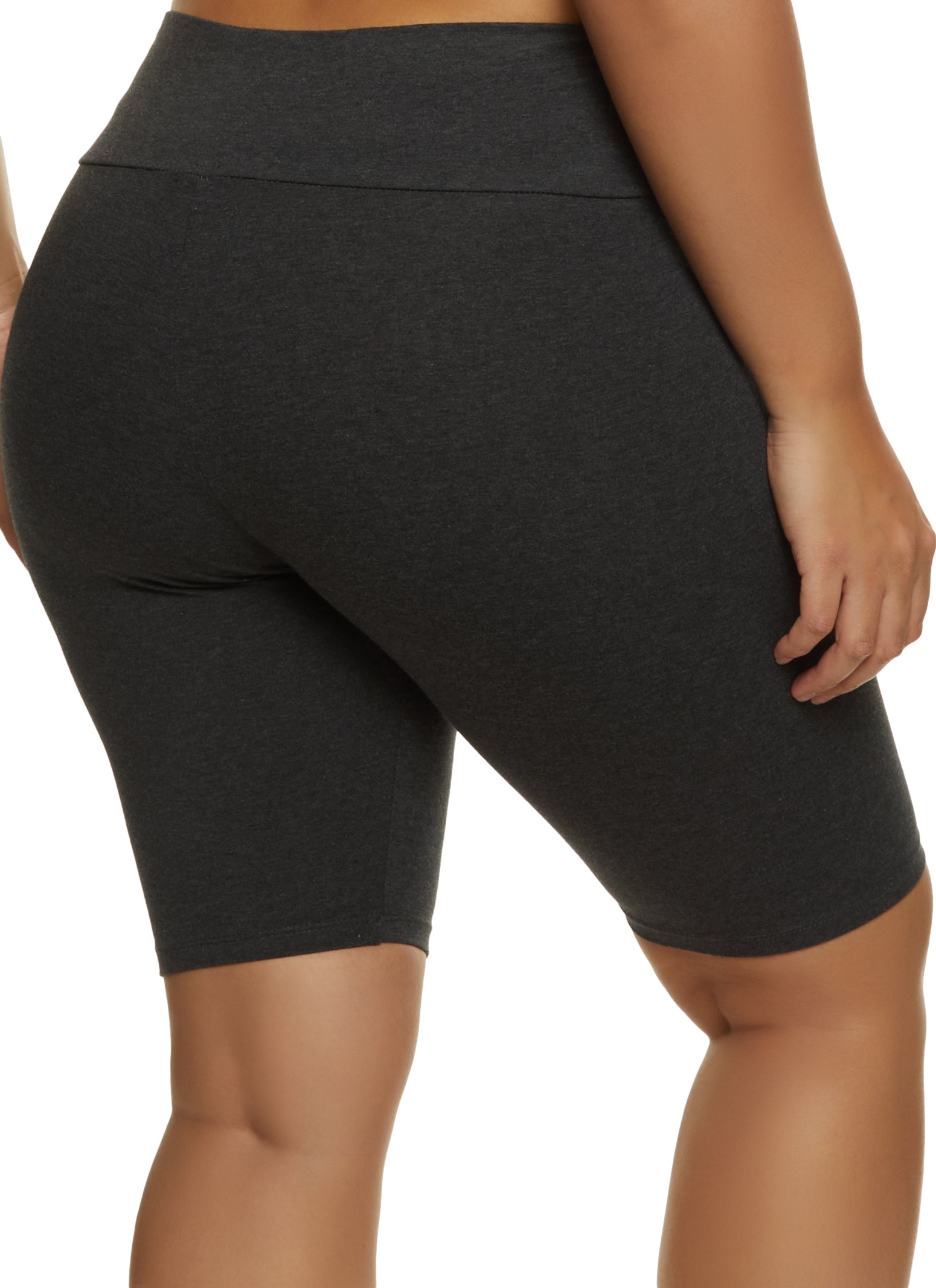 Plus Size Solid High Waist Bike Shorts
