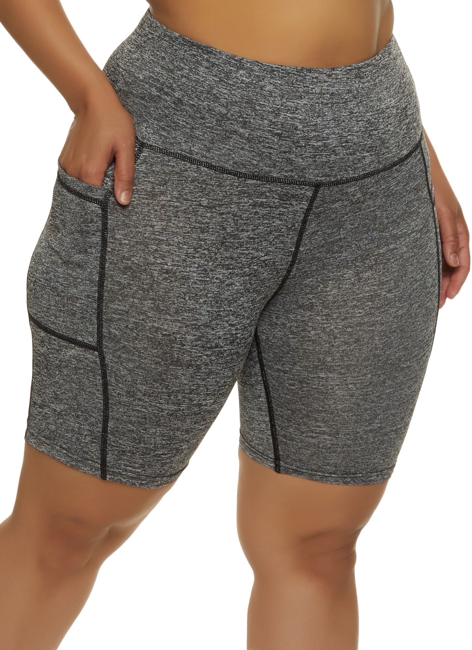 Plus Size High Waist Pocket Bike Shorts