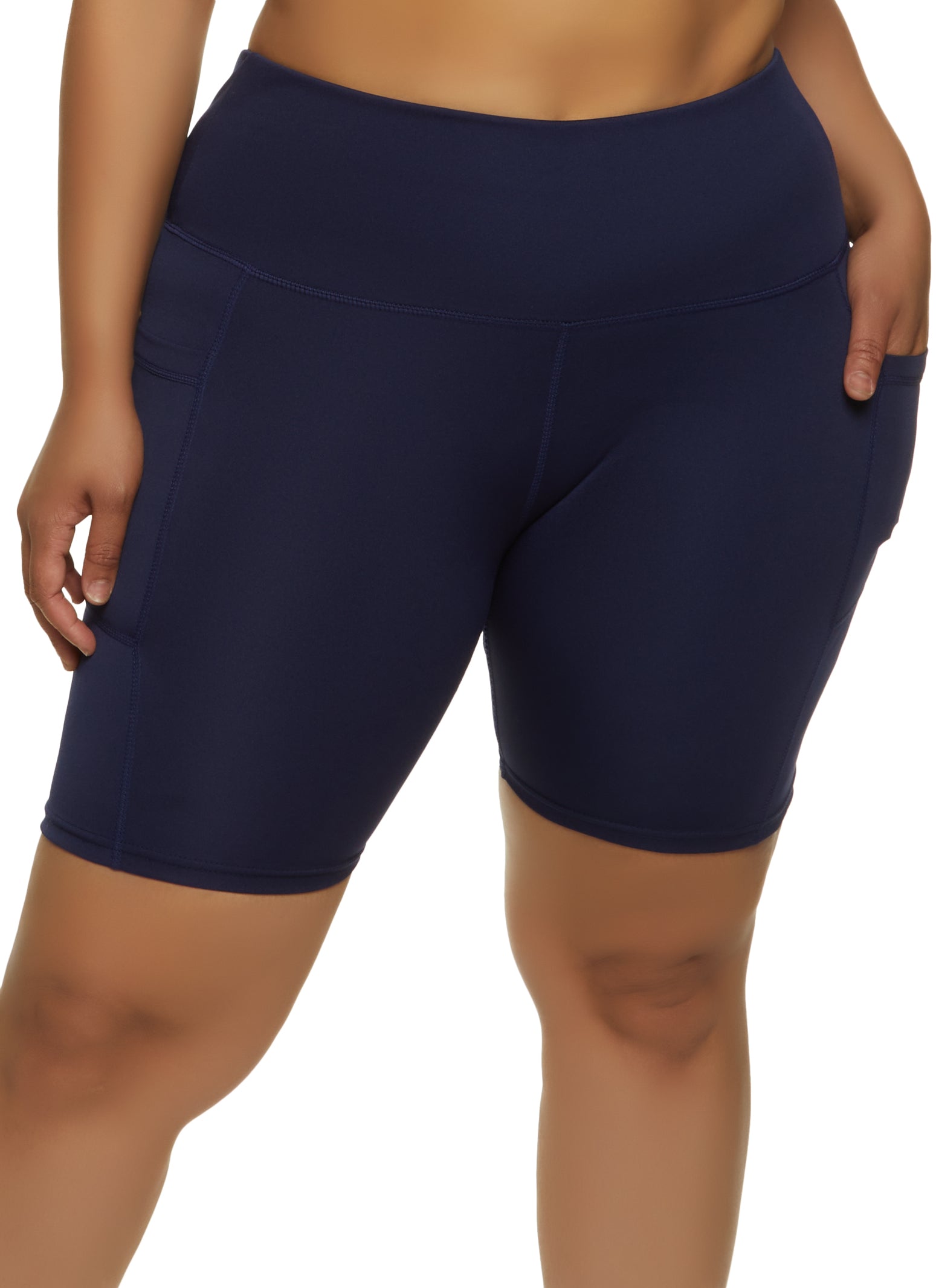 Plus Size High Waist Pocket Bike Shorts