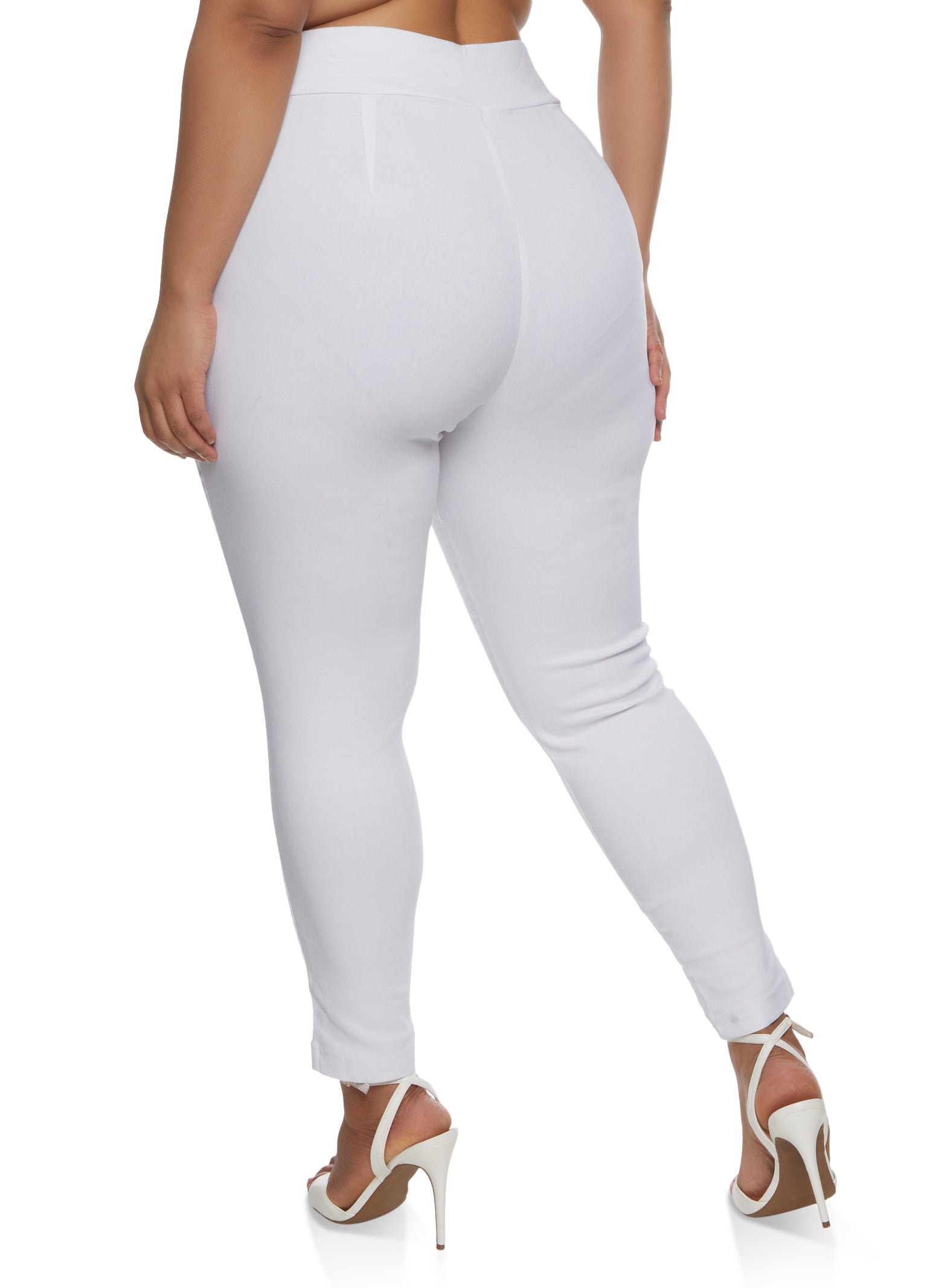 Plus Size Twill High Waist Pull On Pants