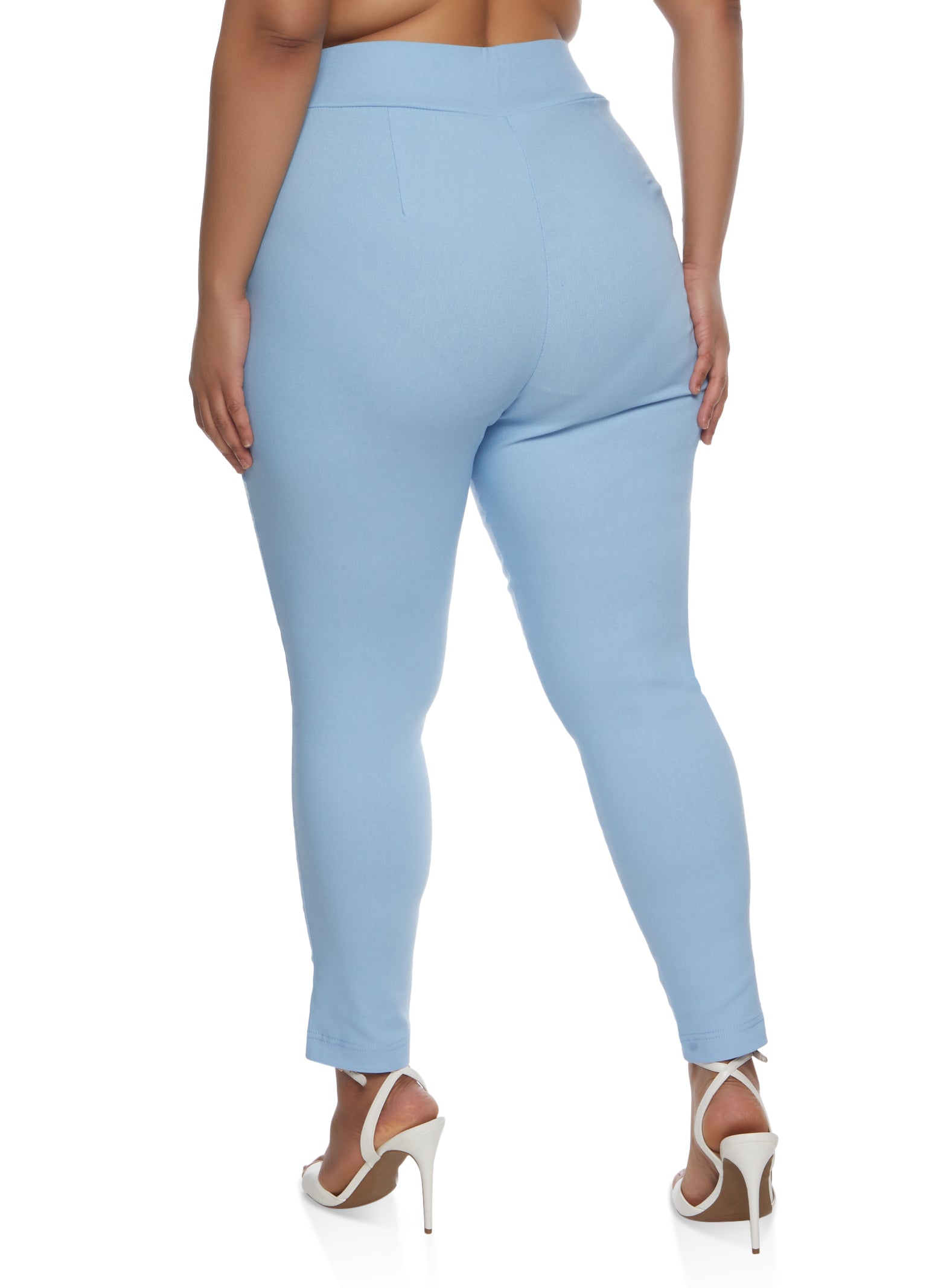 Plus Size Twill High Waist Pull On Pants