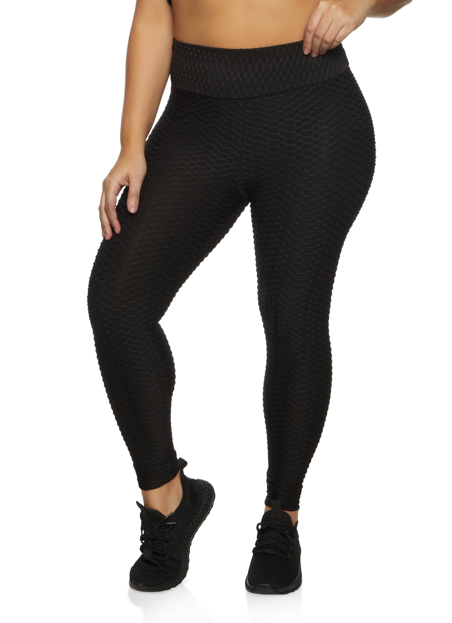 Plus Size Waistband Waffle Knit Leggings