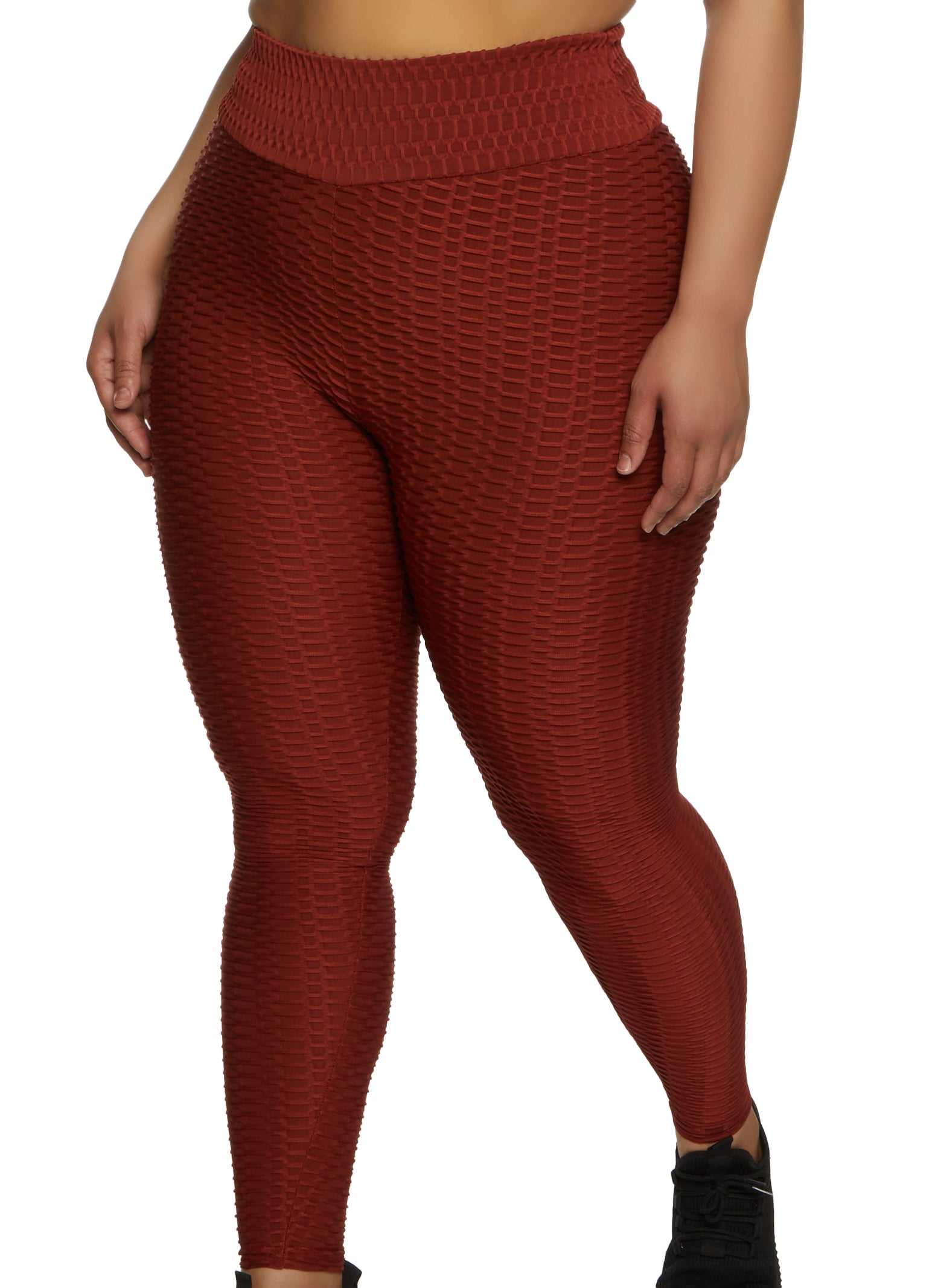 Plus Size High Waisted Waffle Knit Leggings