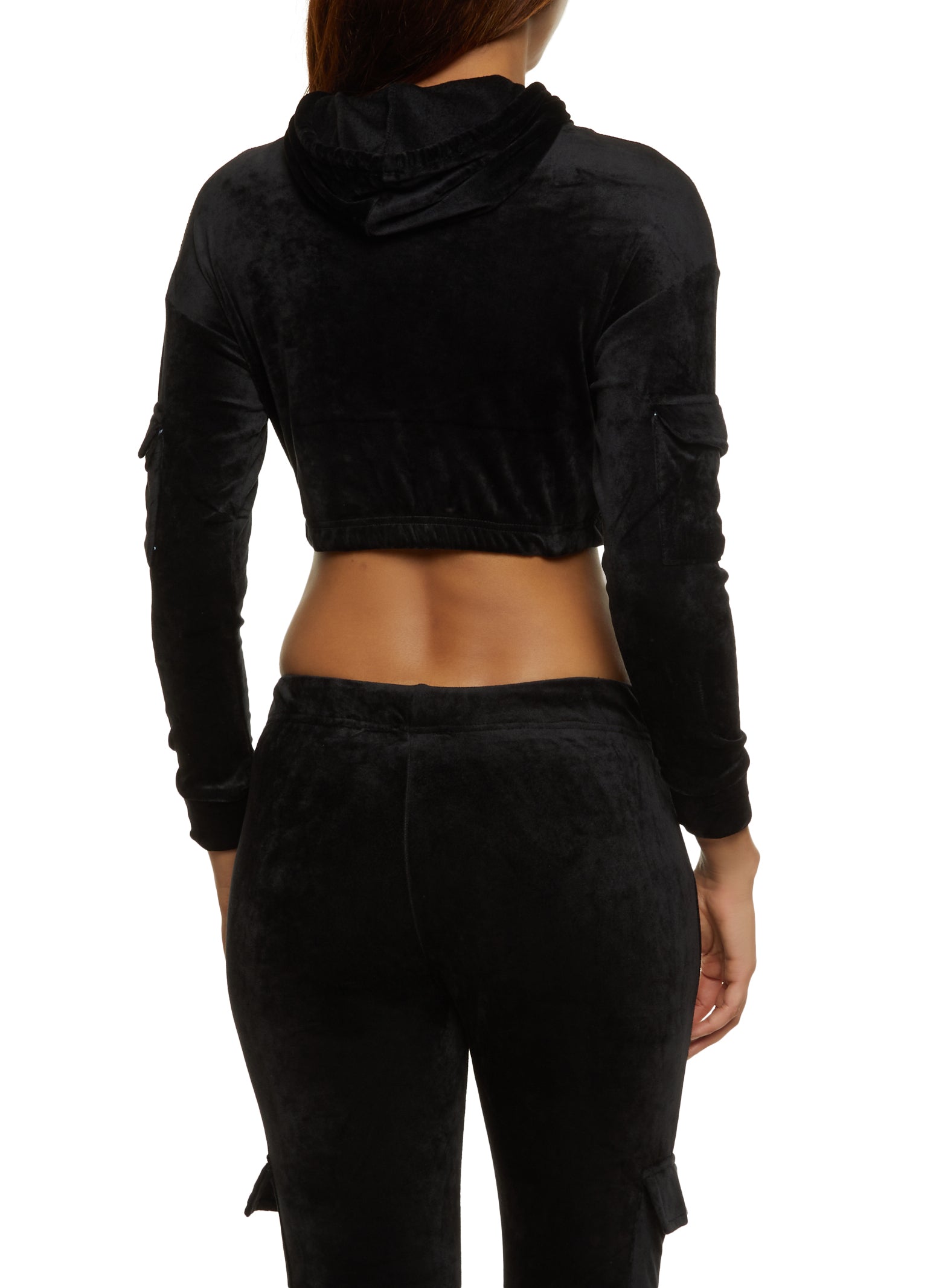 Crop velour hoodie Clearance