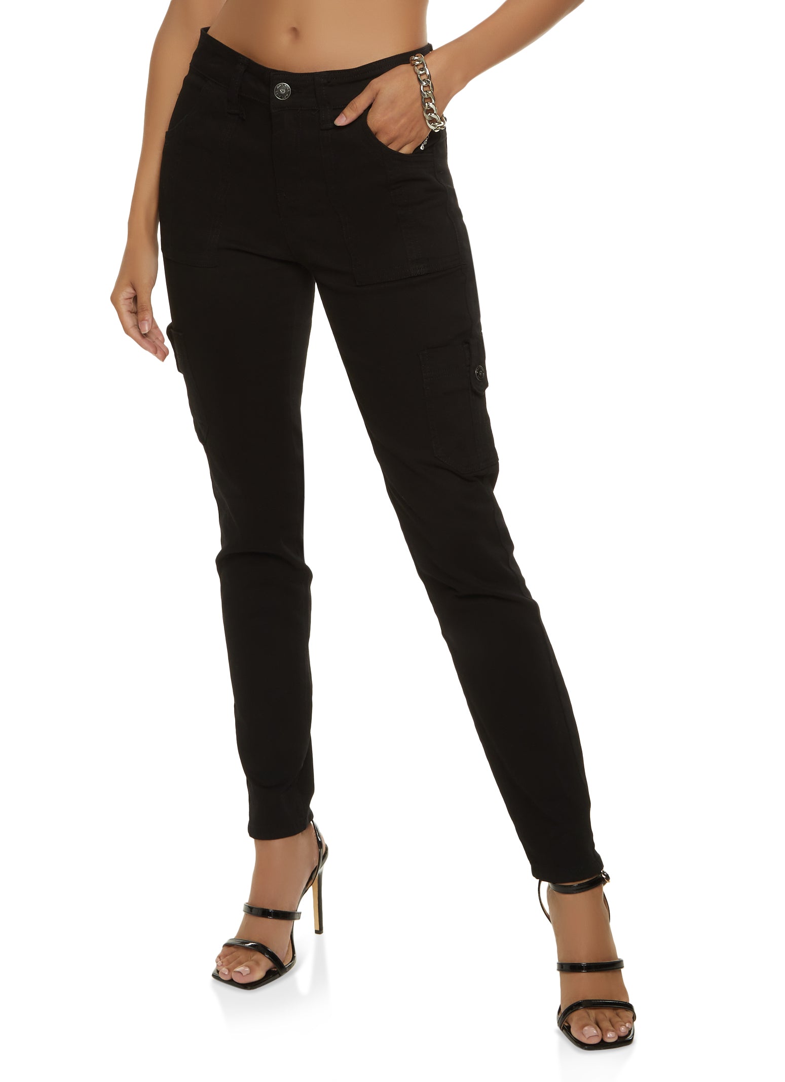 Twill Skinny Leg Cargo Pants