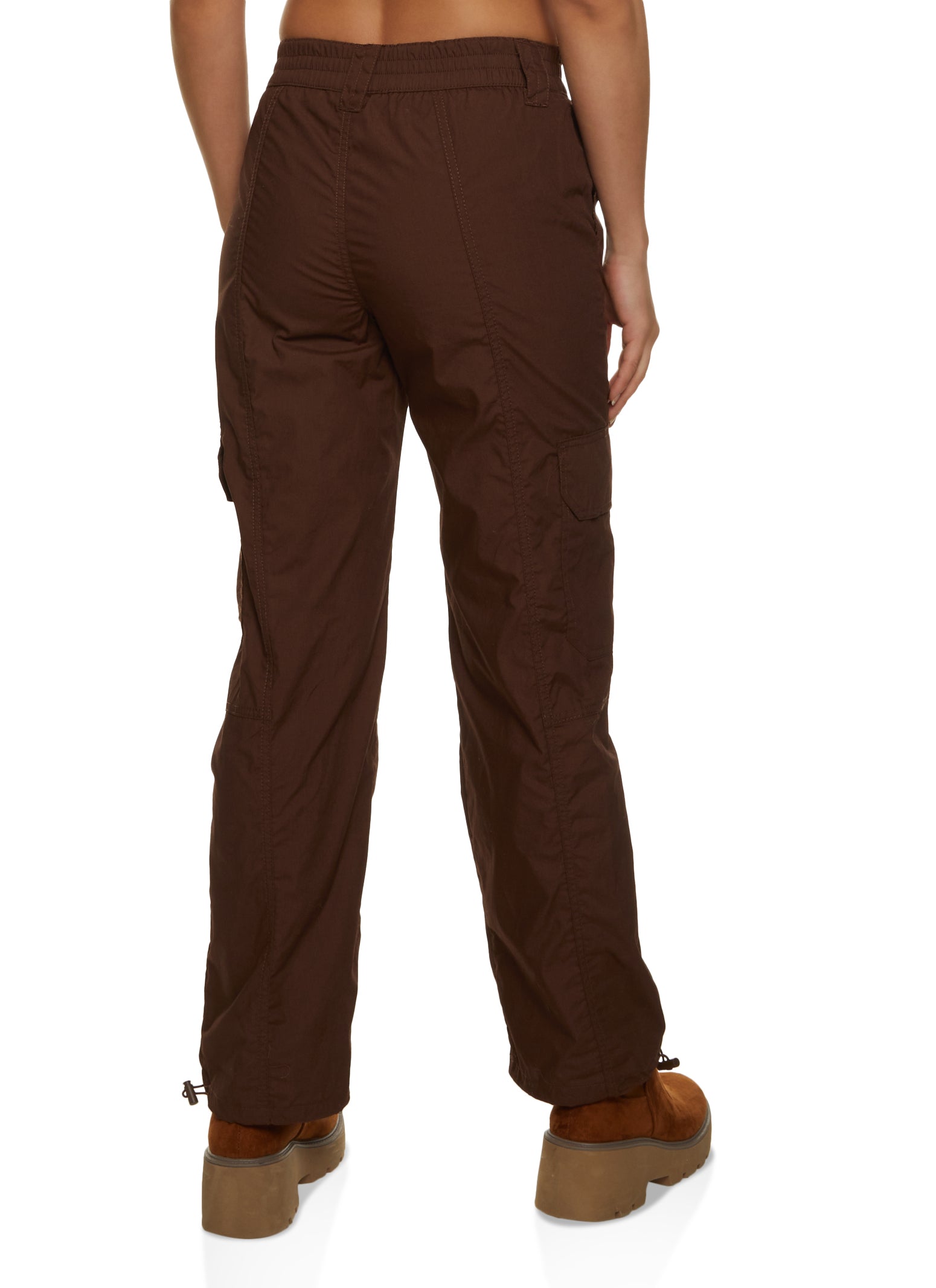 Drawstring cargo pocket button high rise straight leg pant main image 1
