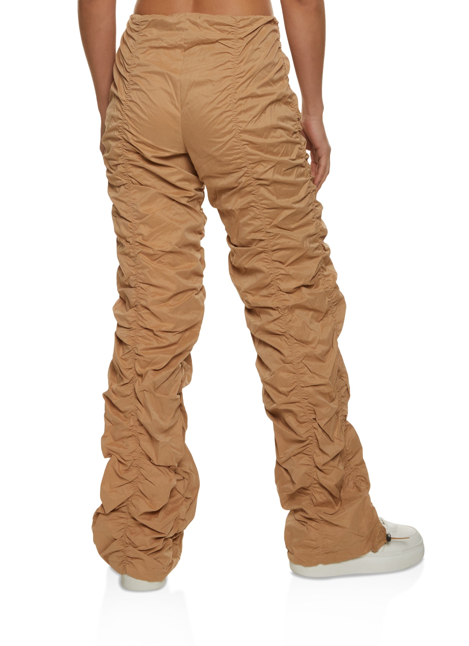 Nylon Ruched Drawstring Parachute Pants