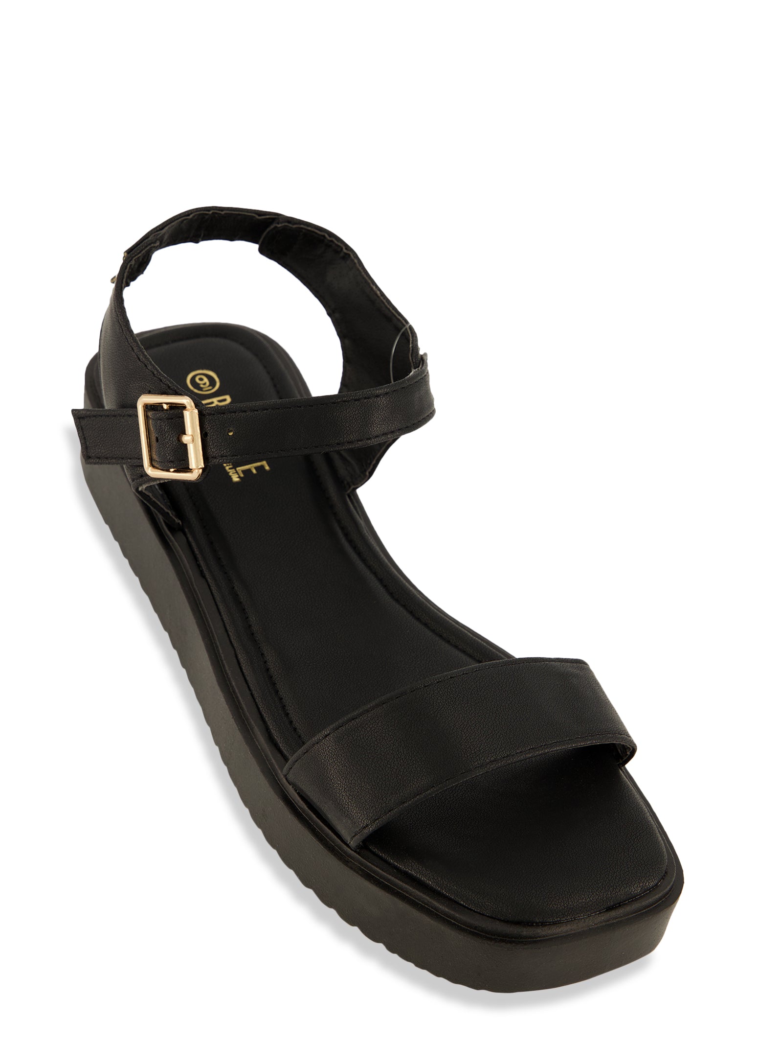 Solid Ankle Strap Flatform Sandals