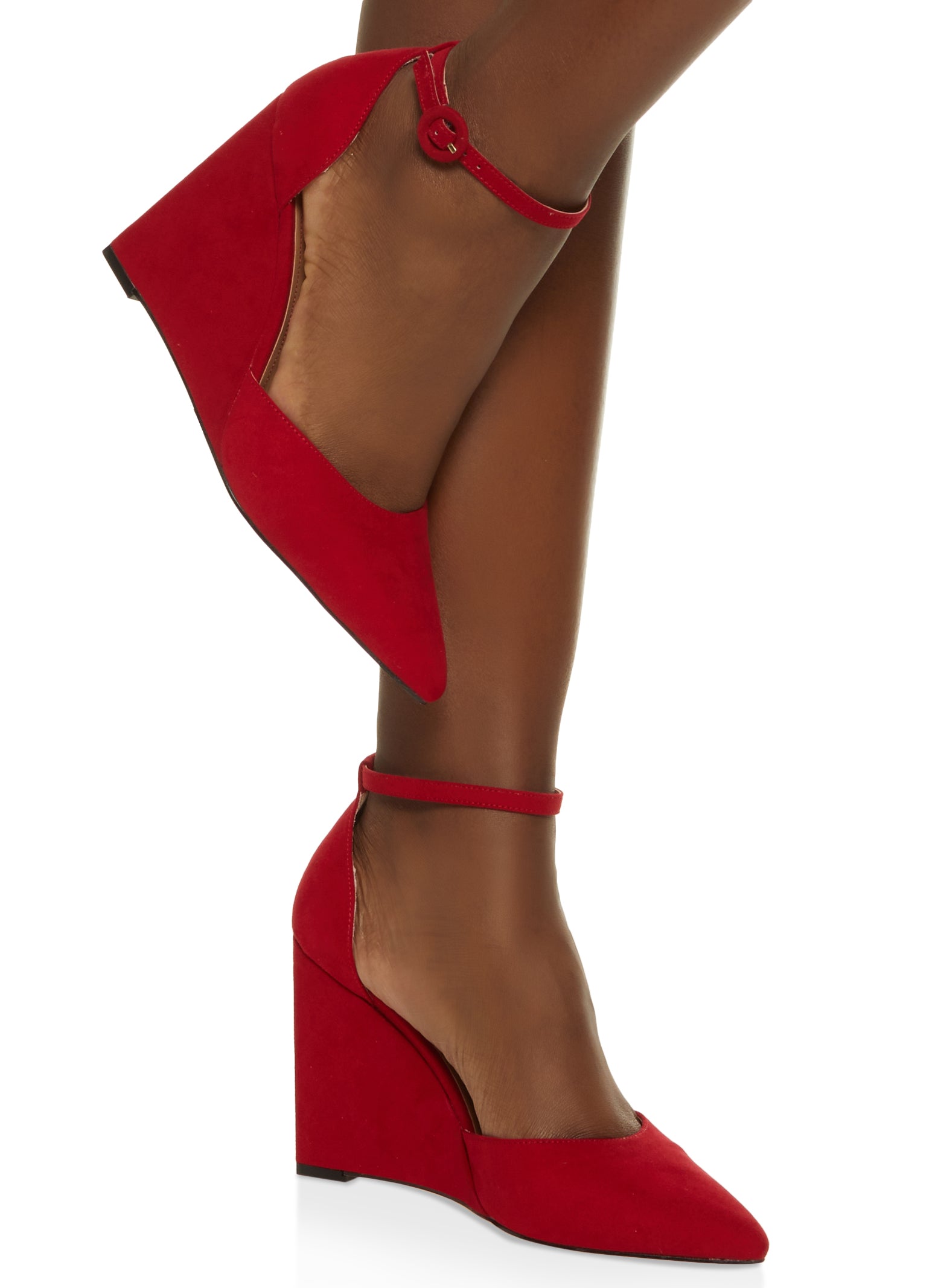 red wedge high heels