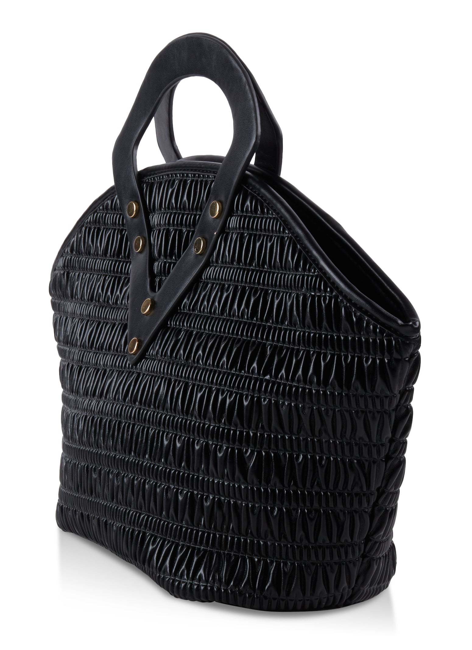 Textured Faux Leather Chain Link Handbag