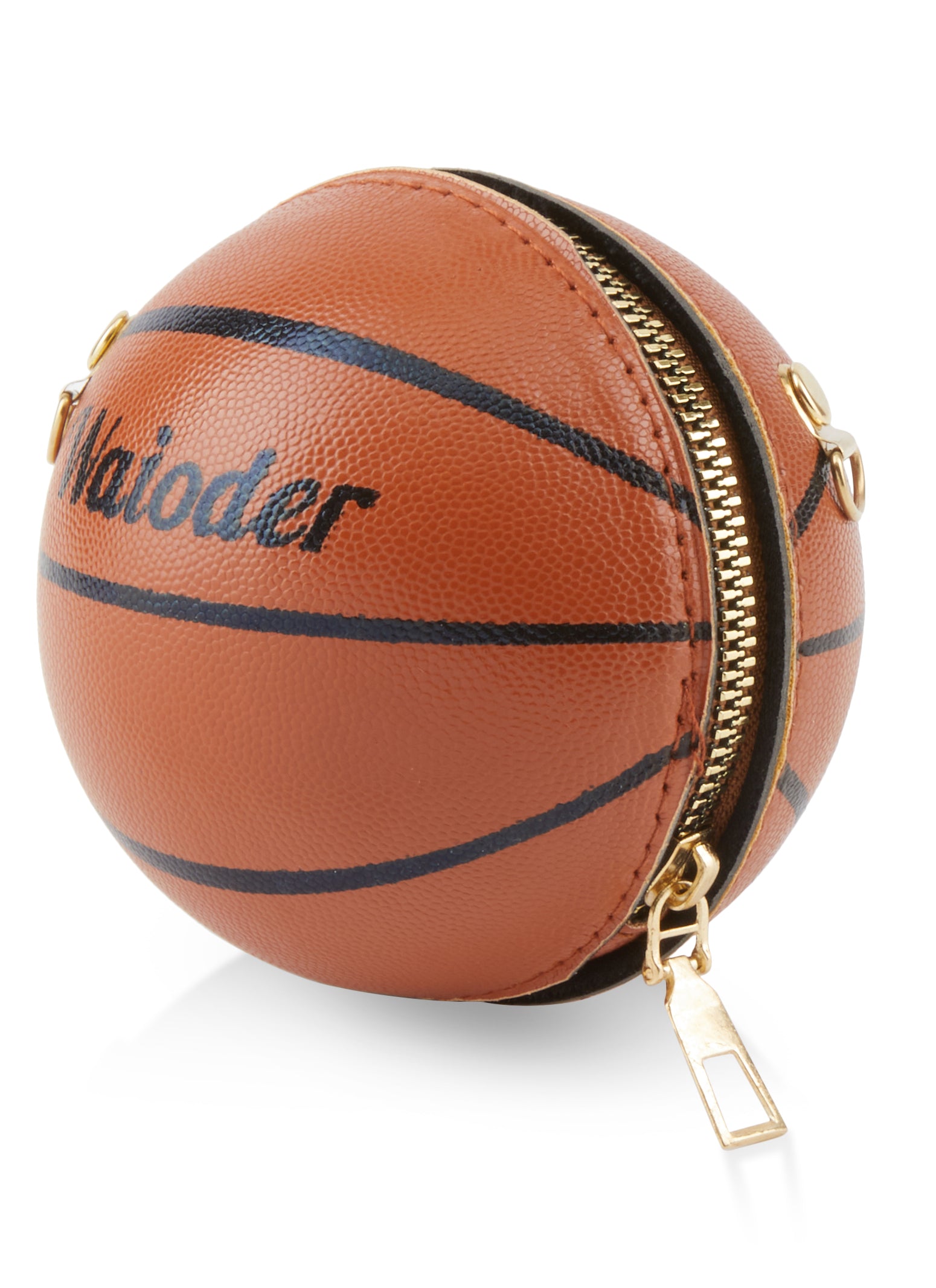 Chain Strap Mini Basketball Crossbody Bag - Brown