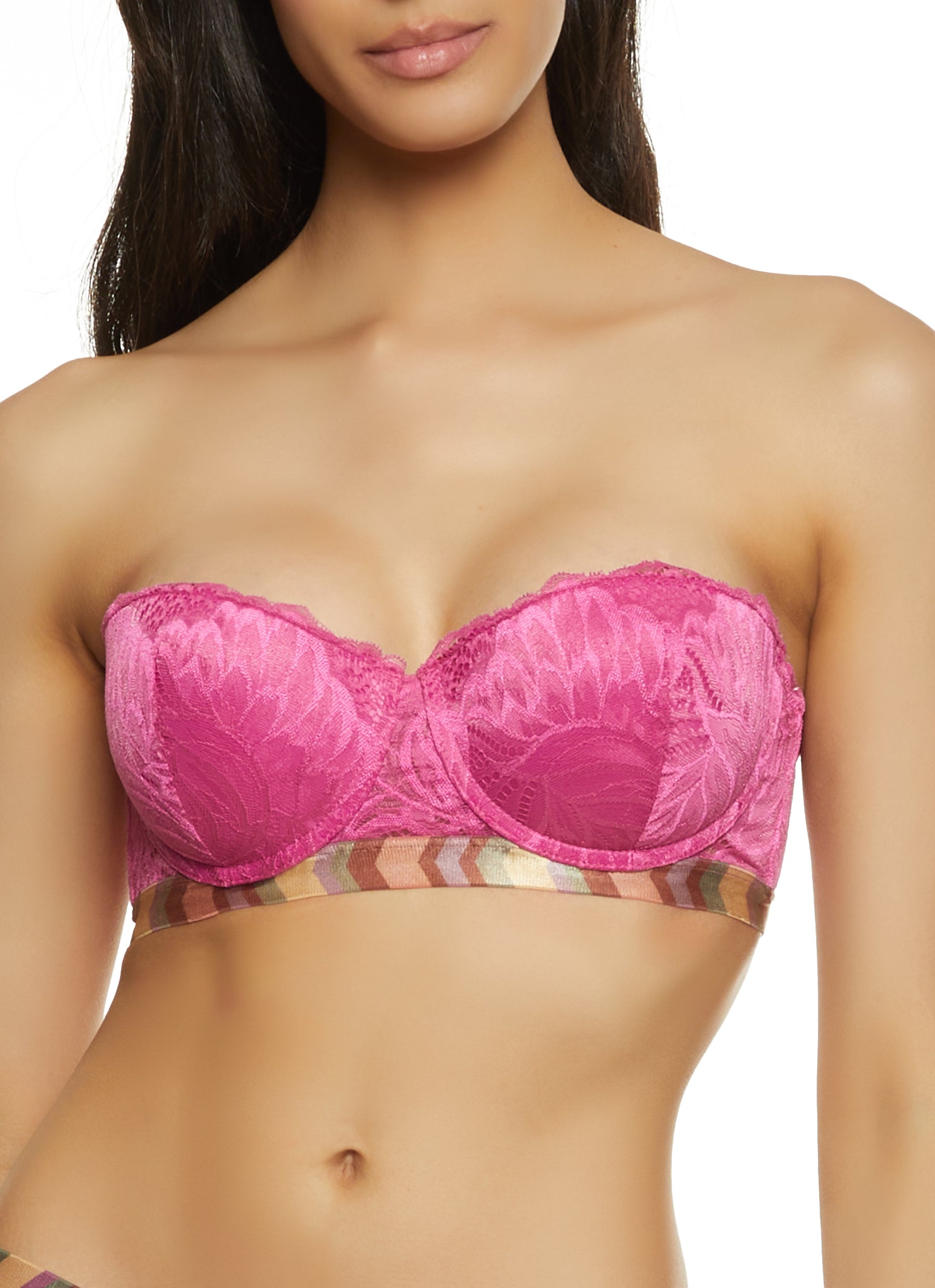 Patterned Trim Lace Bra Converts to Strapless