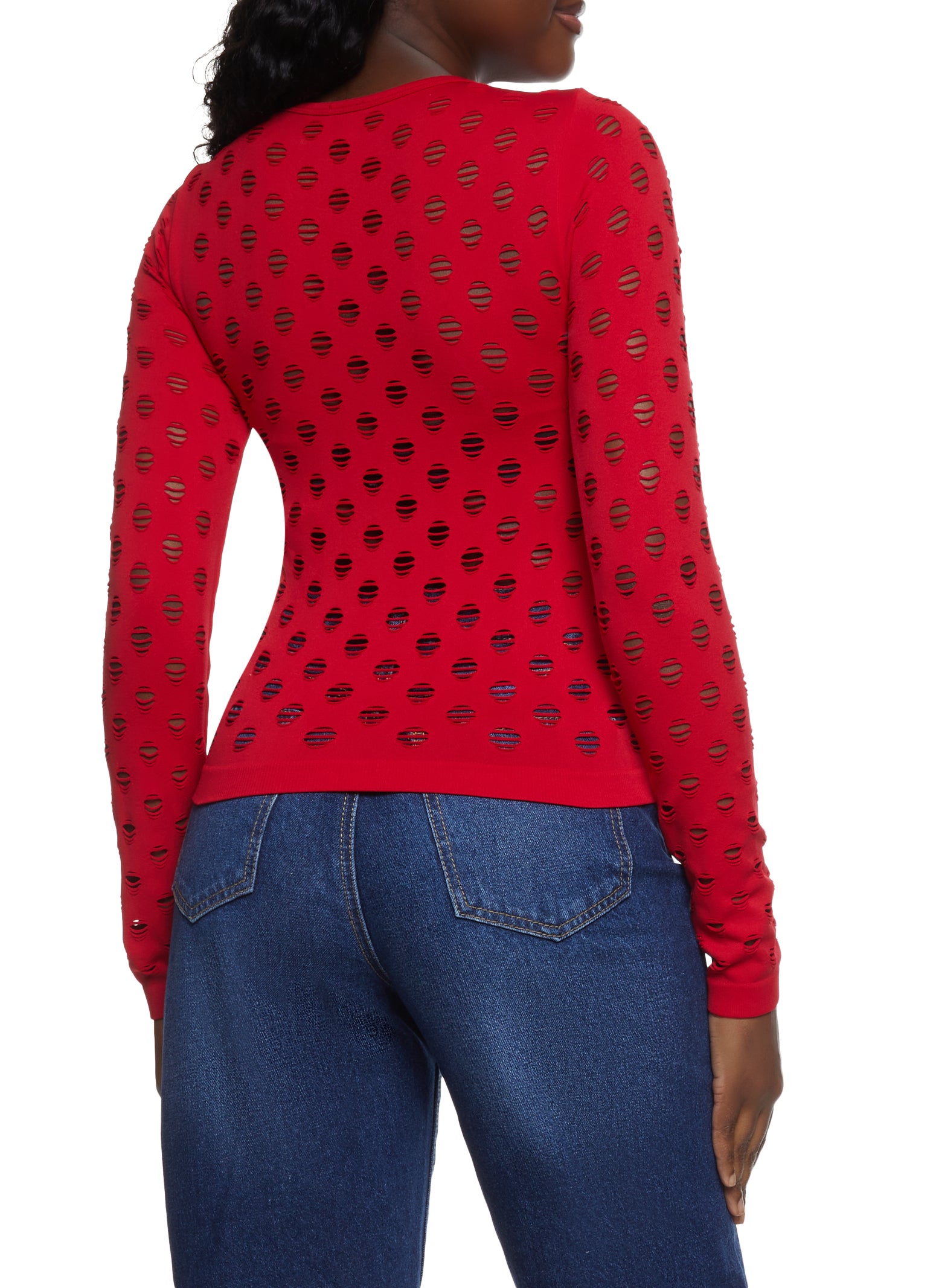 Long Sleeve Laser Cut Top