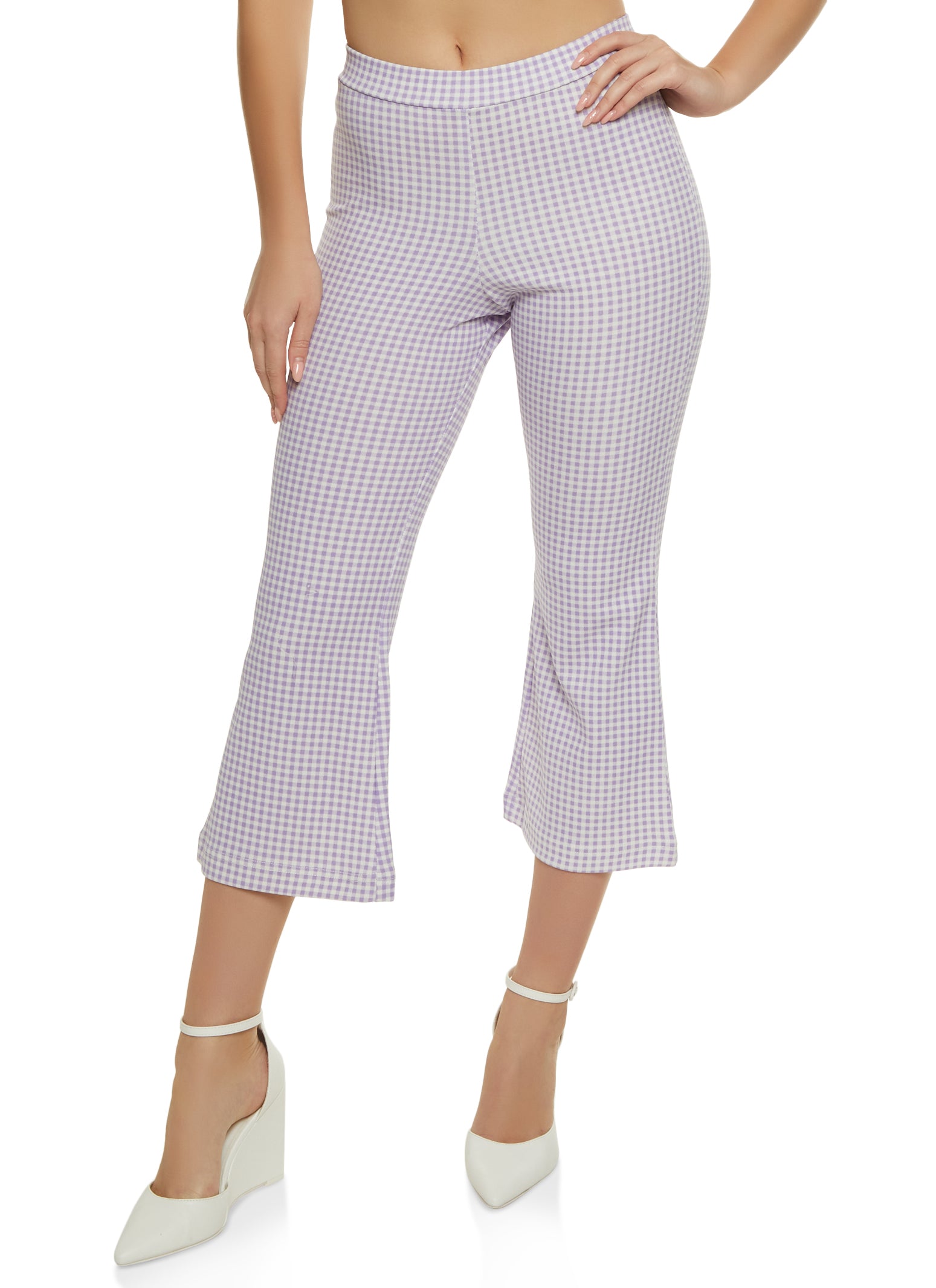 Gingham Capri Flare Pants
