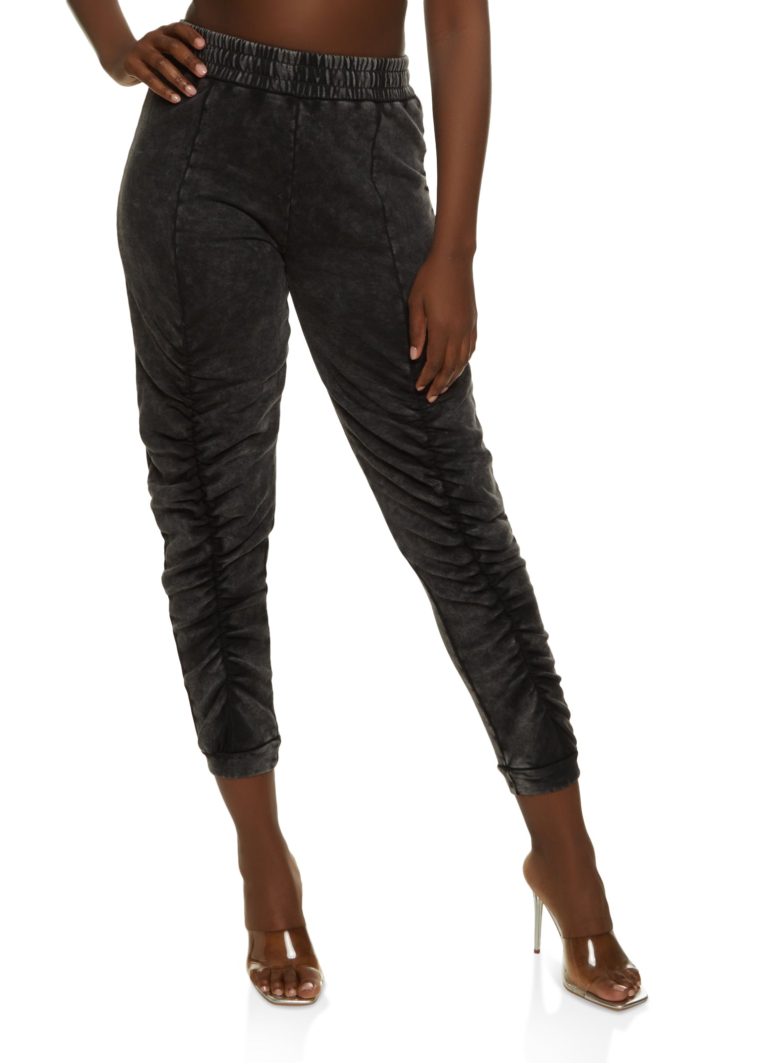 Acid Wash Ruched Joggers