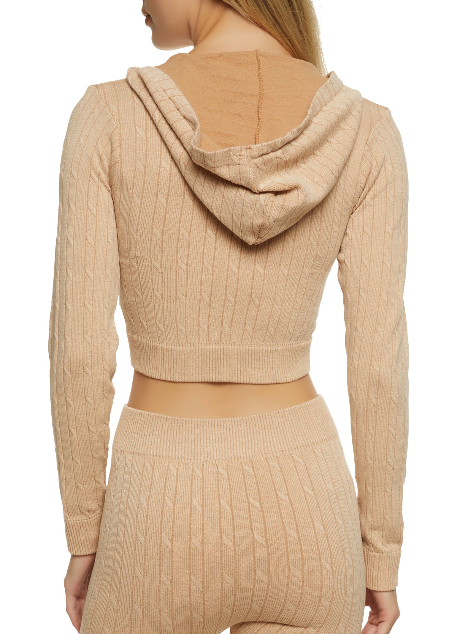 Knitted cropped hoodie Clearance