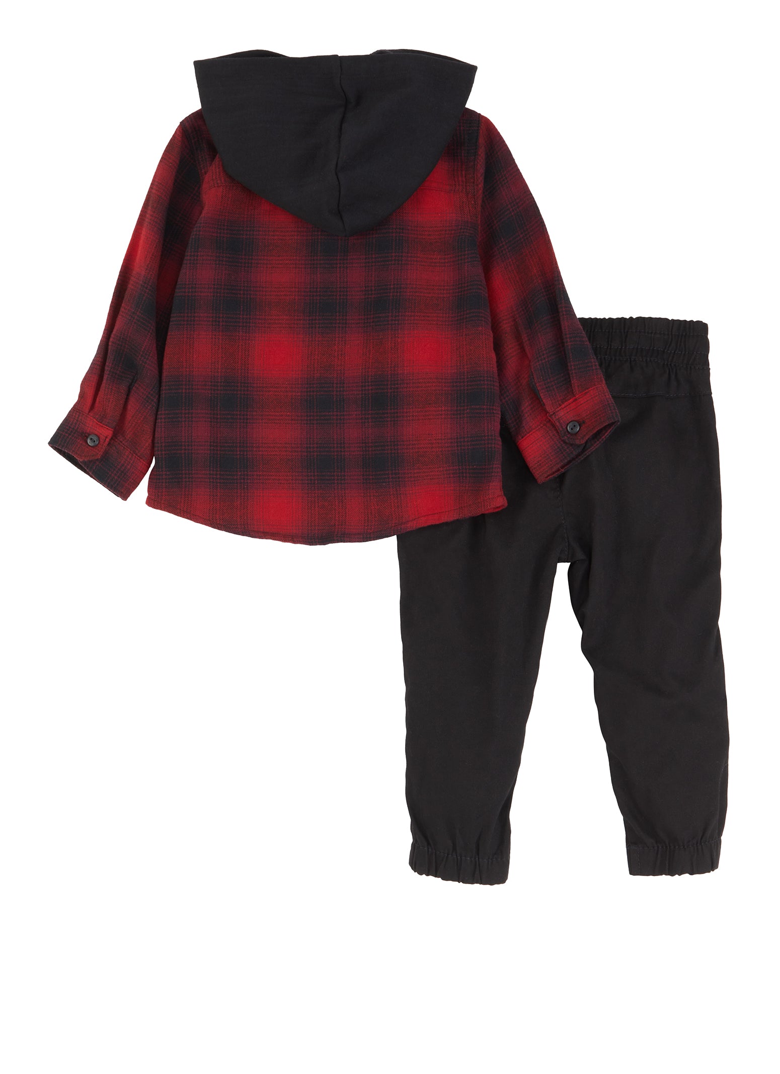 Toddler Boys Hooded Plaid Flannel Shirt and Joggers