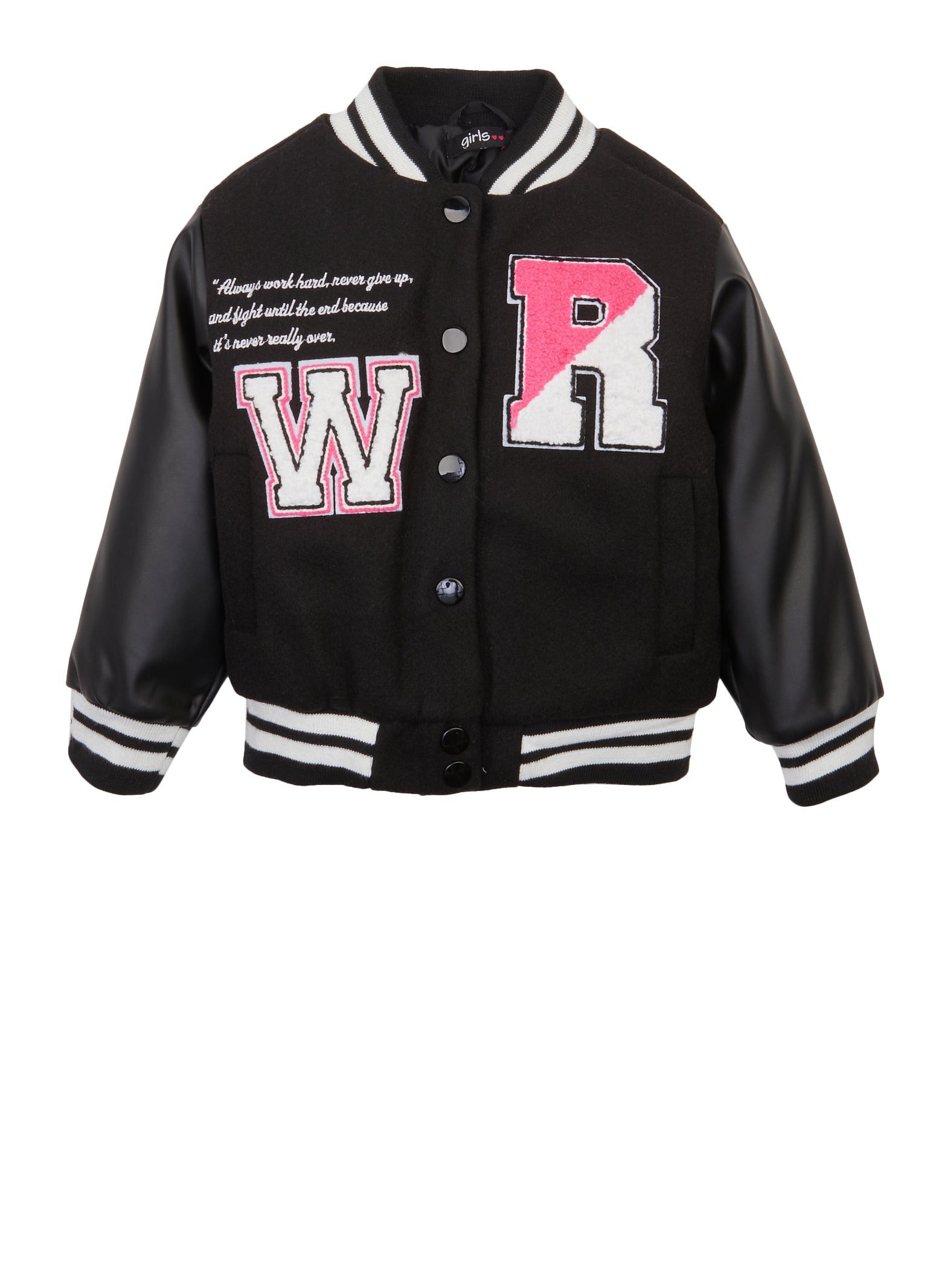 Shop Off-White Logo Patch Leather Sleeve Varsity Jacket