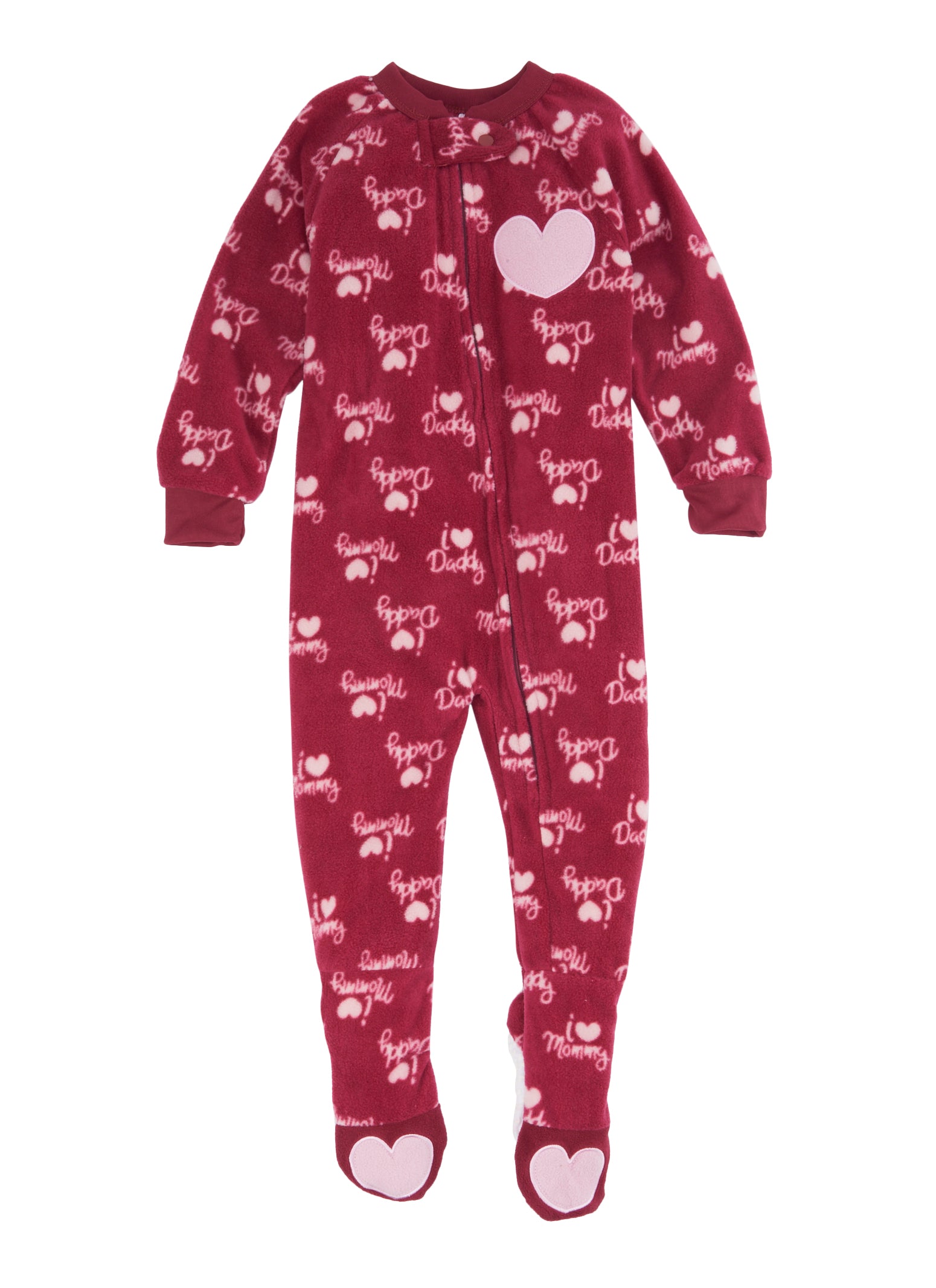 Toddler Girls I Heart Daddy Print Footed Pajamas