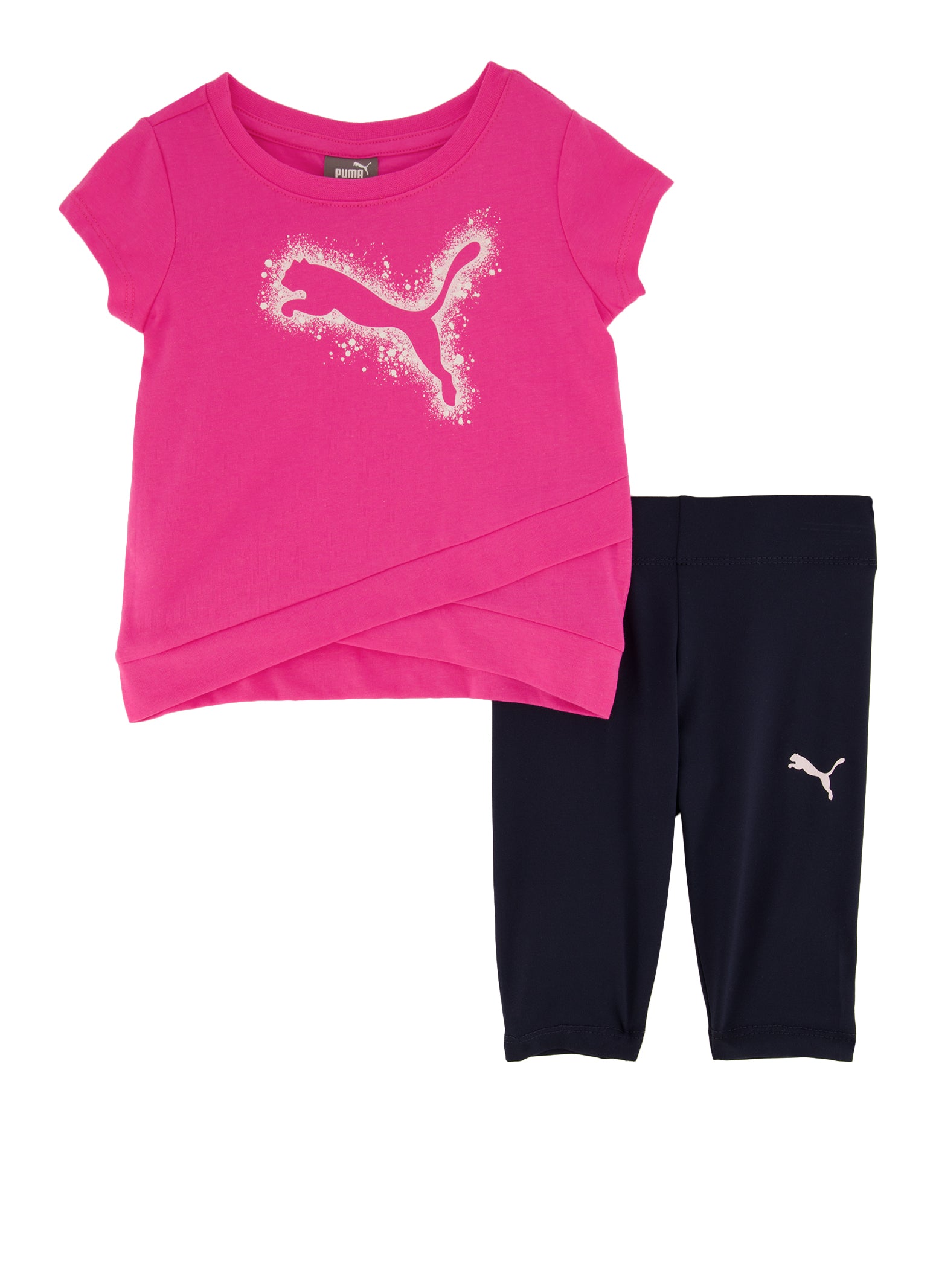 Baby Girls 12 24M Puma Tulip Hem Tee and Leggings Set Neon Pink