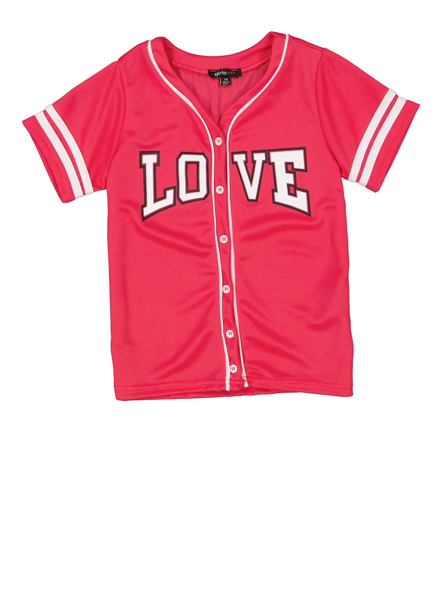 Girls Mesh Love Baseball Jersey - Pink