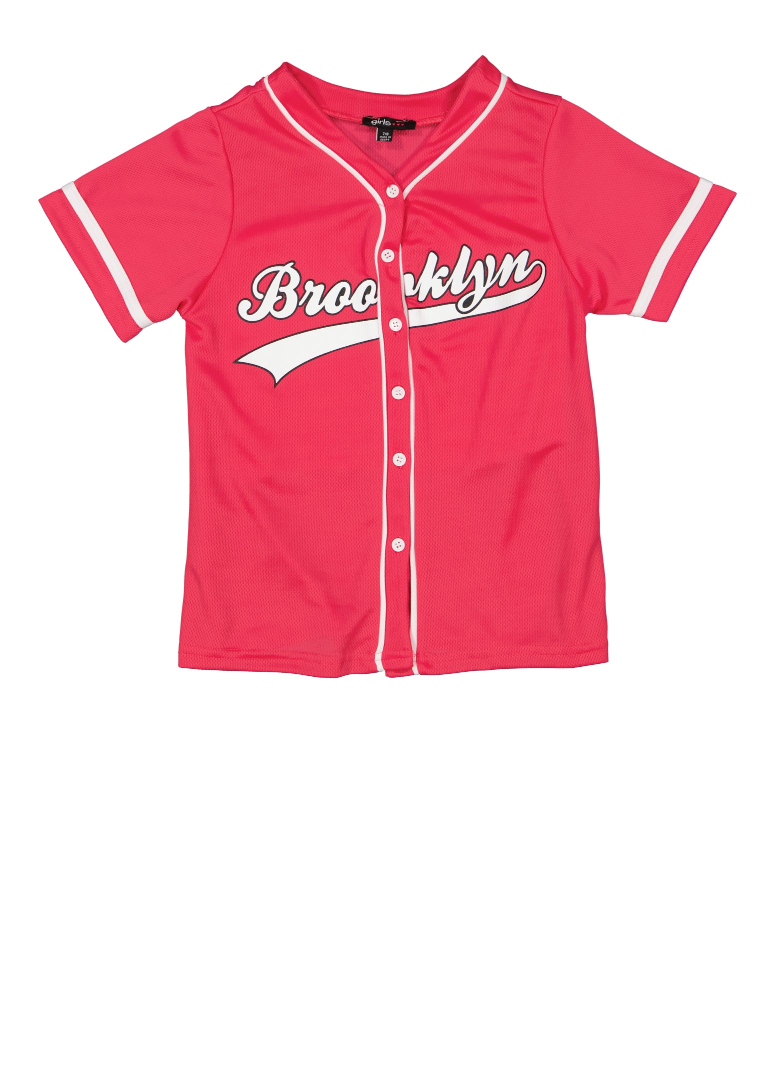 Girls Mesh Brooklyn Baseball Jersey, Pink, Size 7-8 | Rainbow Shops