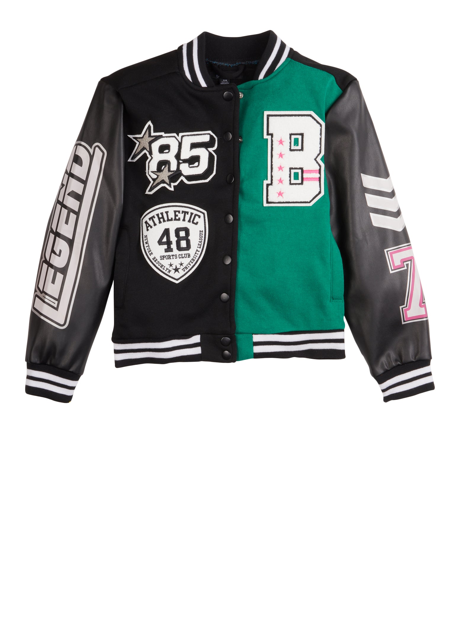 GRAPHICS LEATHER VARSITY in black