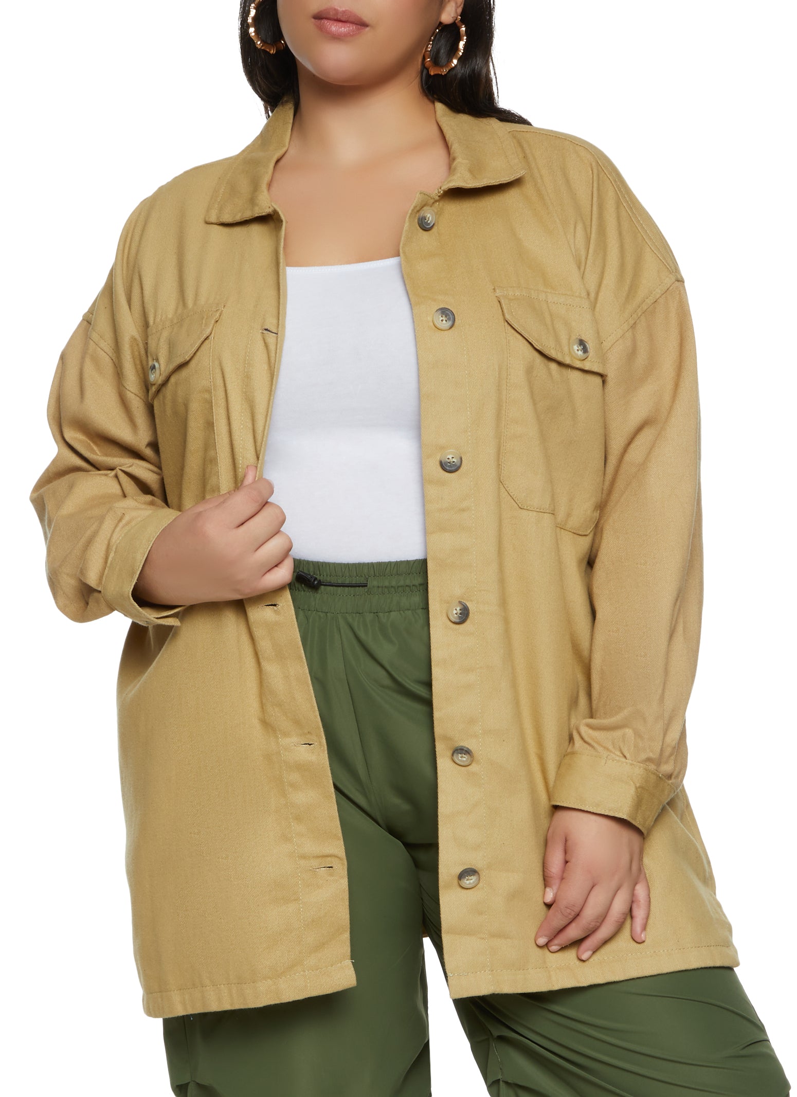 khaki plus size jacket
