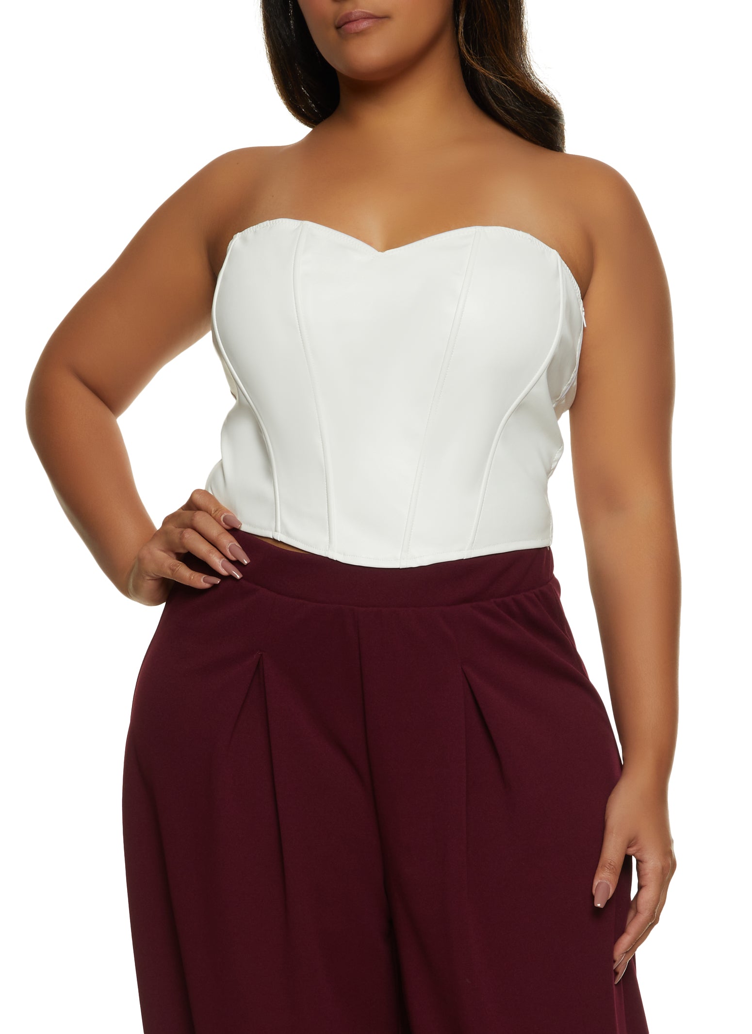 Plus Size Corset Back Bustier Top