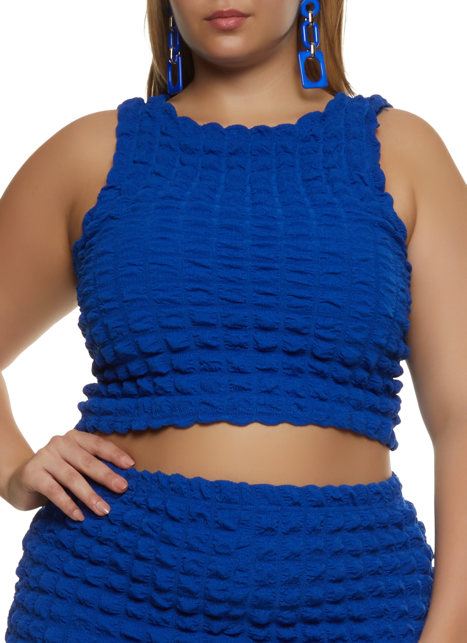 Plus Size Bubble Knit Cropped Tank Top