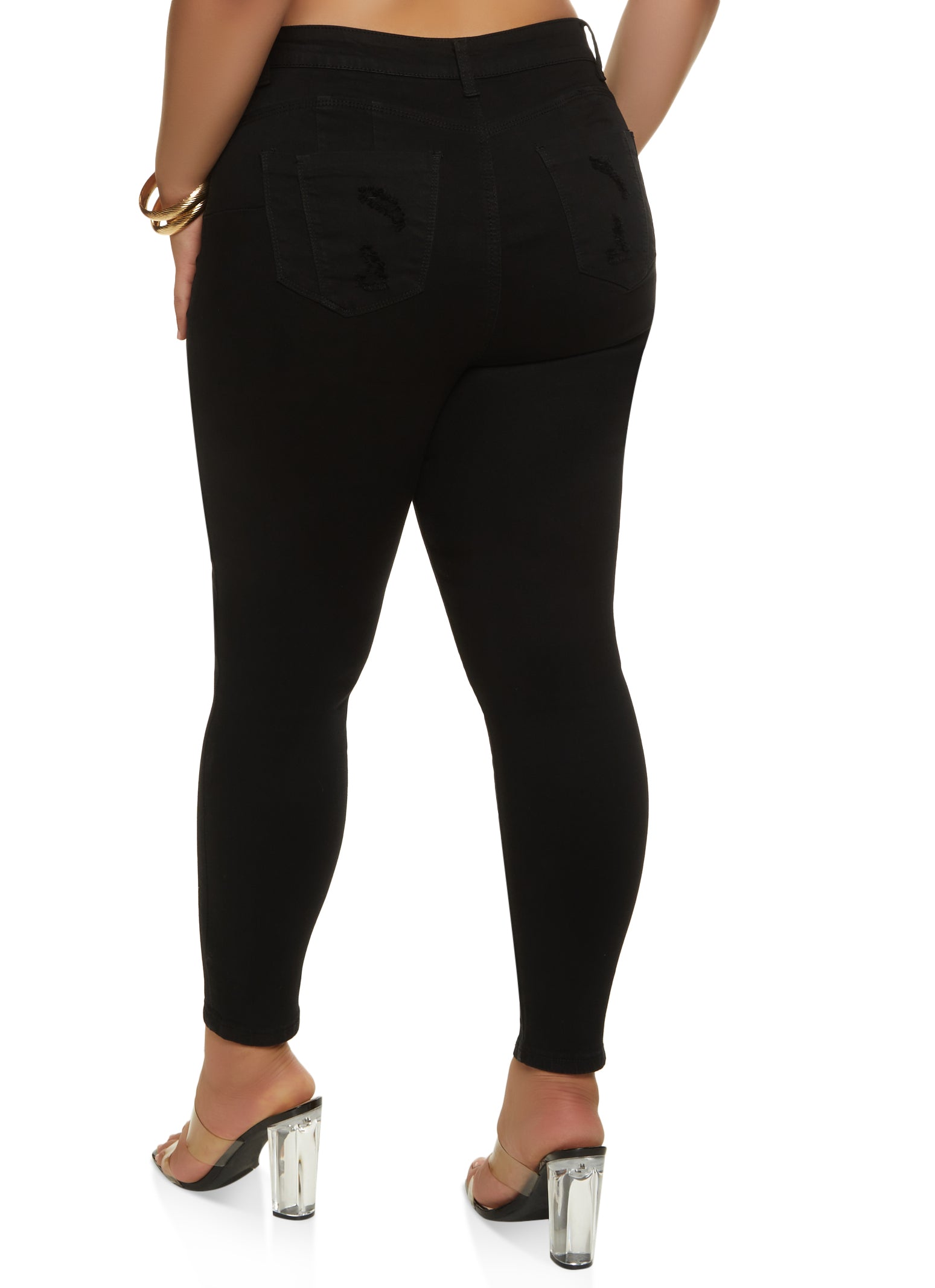 Plus Size WAX Distressed Push Up Skinny Jeans