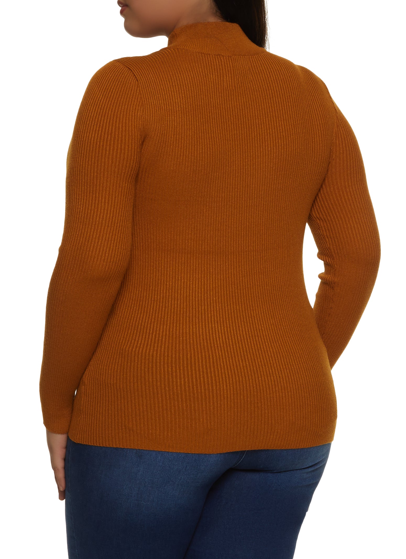 Plus Size Ribbed Mock Neck Sweater