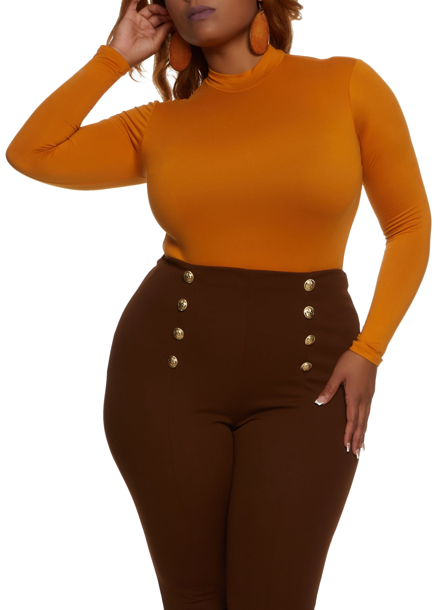 Plus Size Basic Long Sleeve Bodysuit