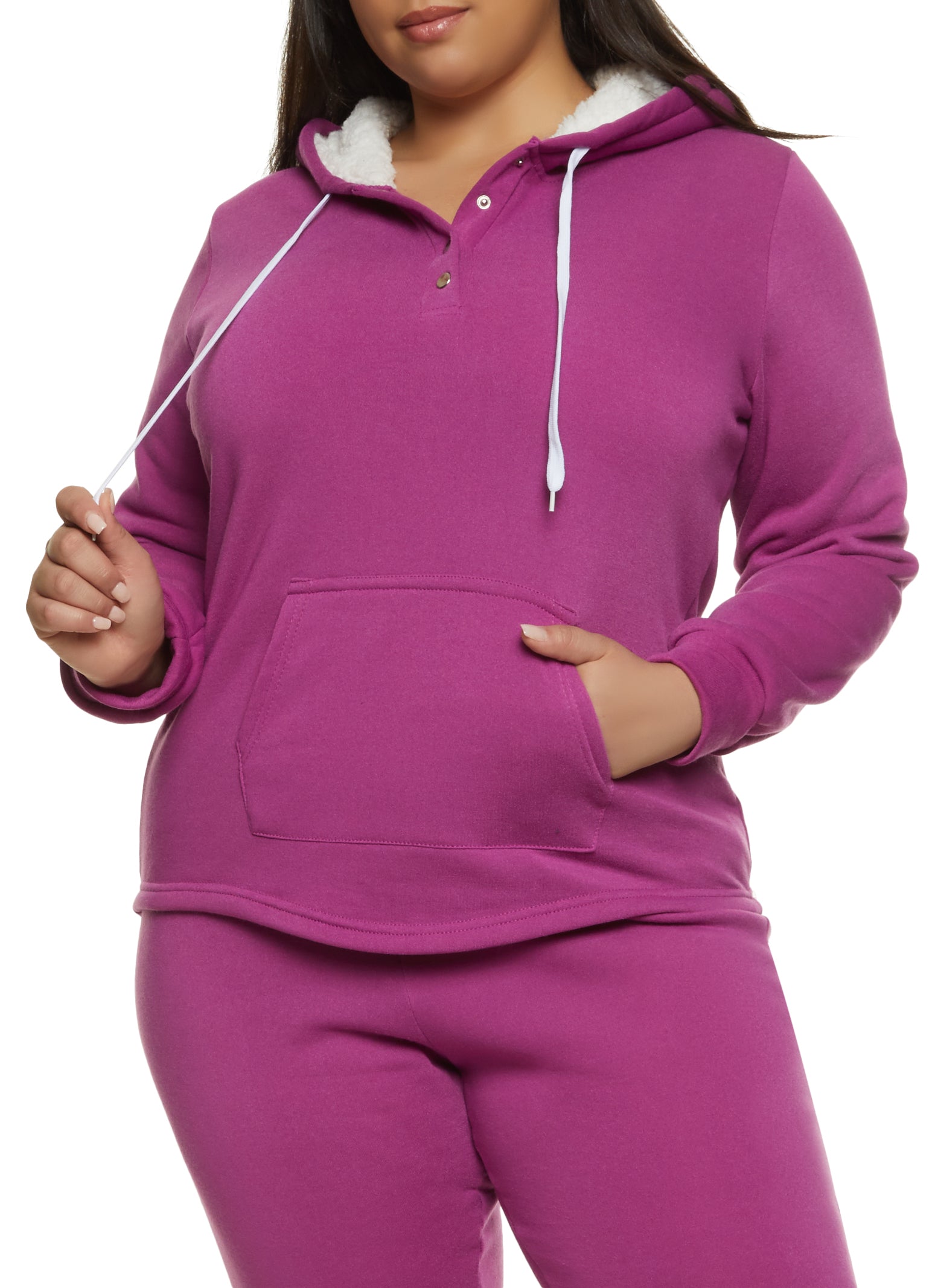 Plus size sherpa lined hoodie Clearance