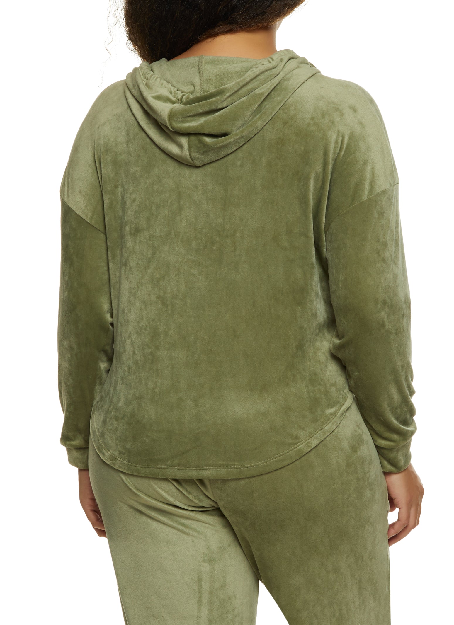 Plus Size Velour Long Sleeve Hoodie