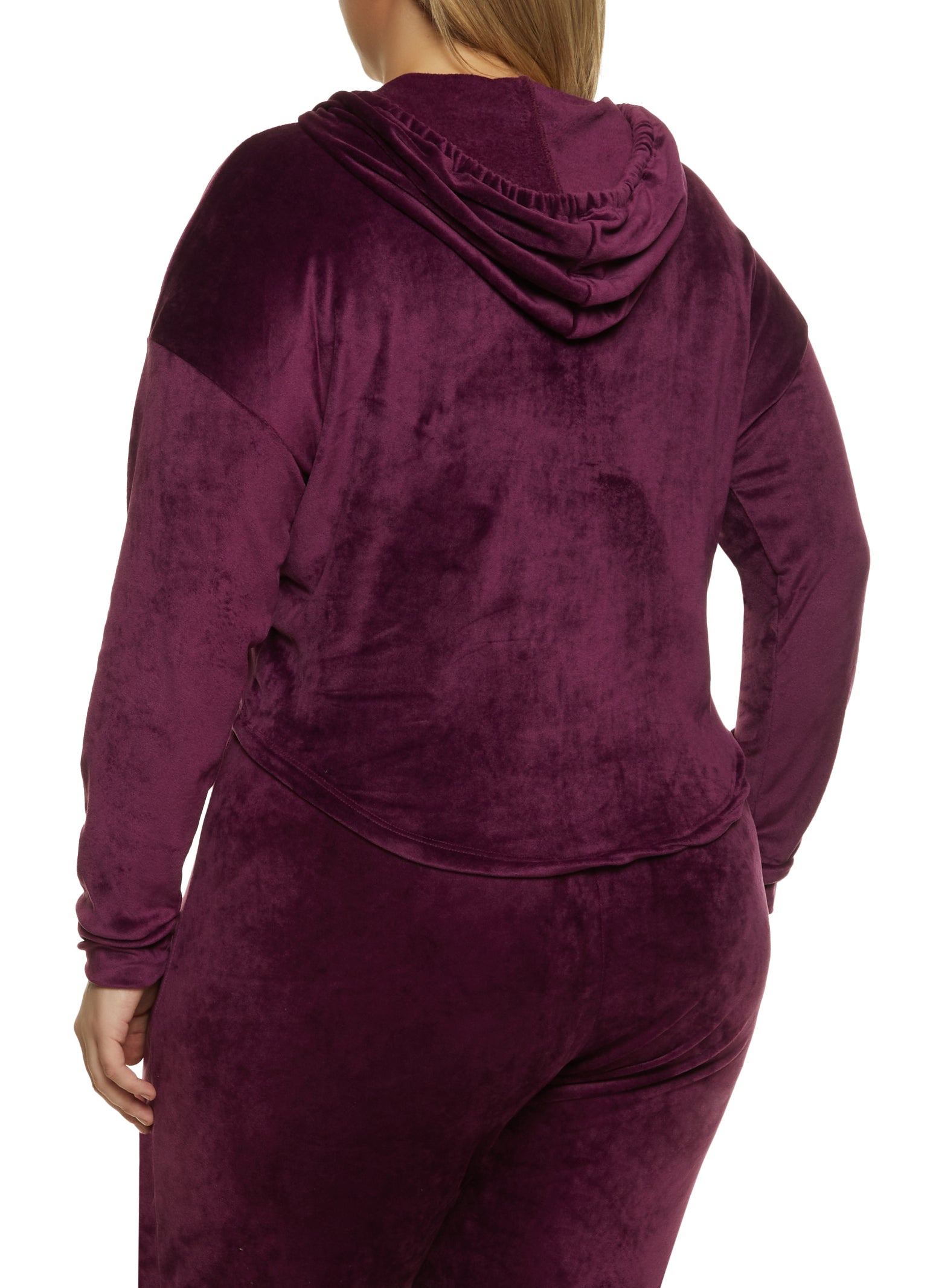 Plus Size Velour Long Sleeve Hoodie