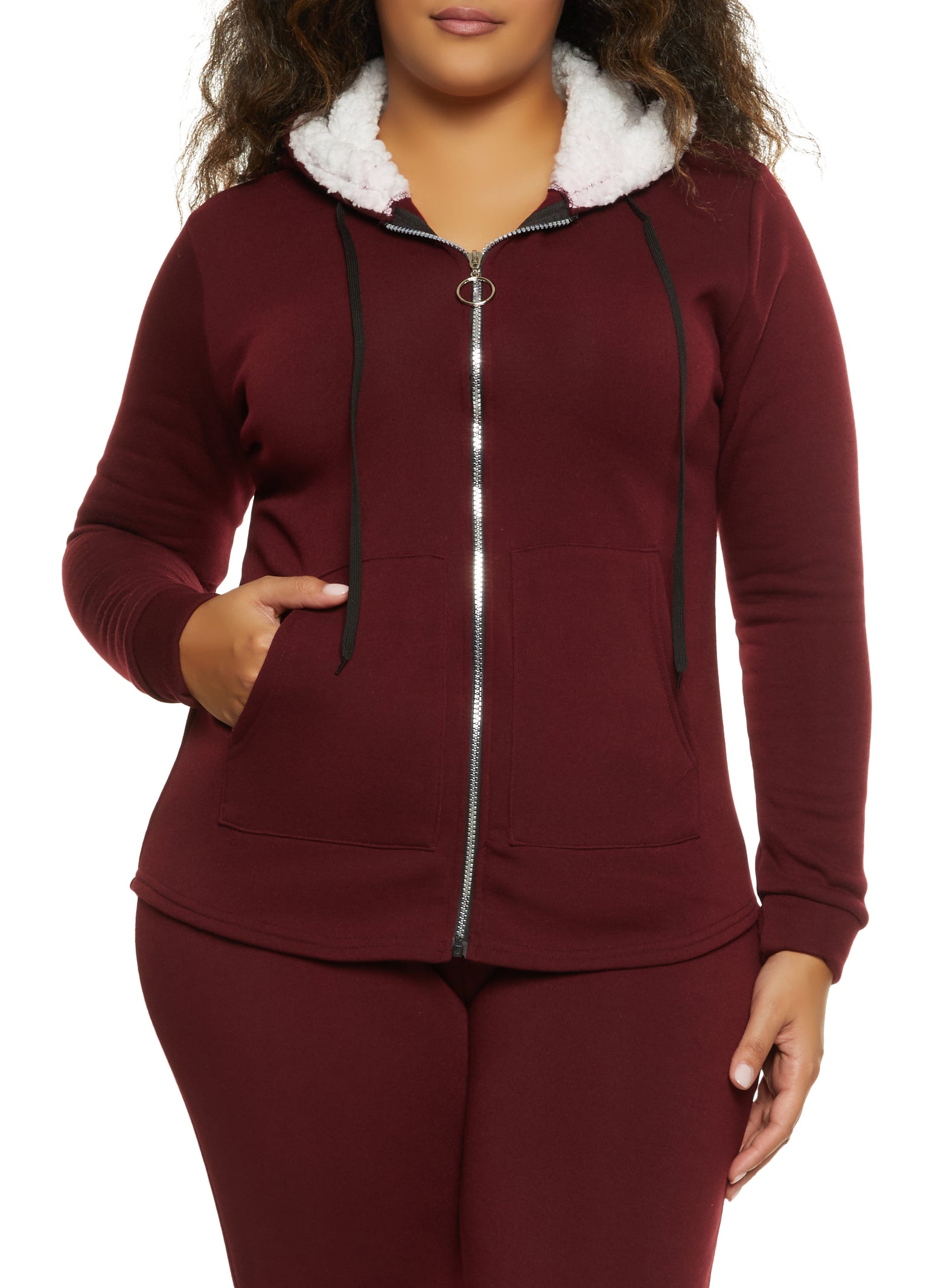Plus size sherpa hoodie Outlet
