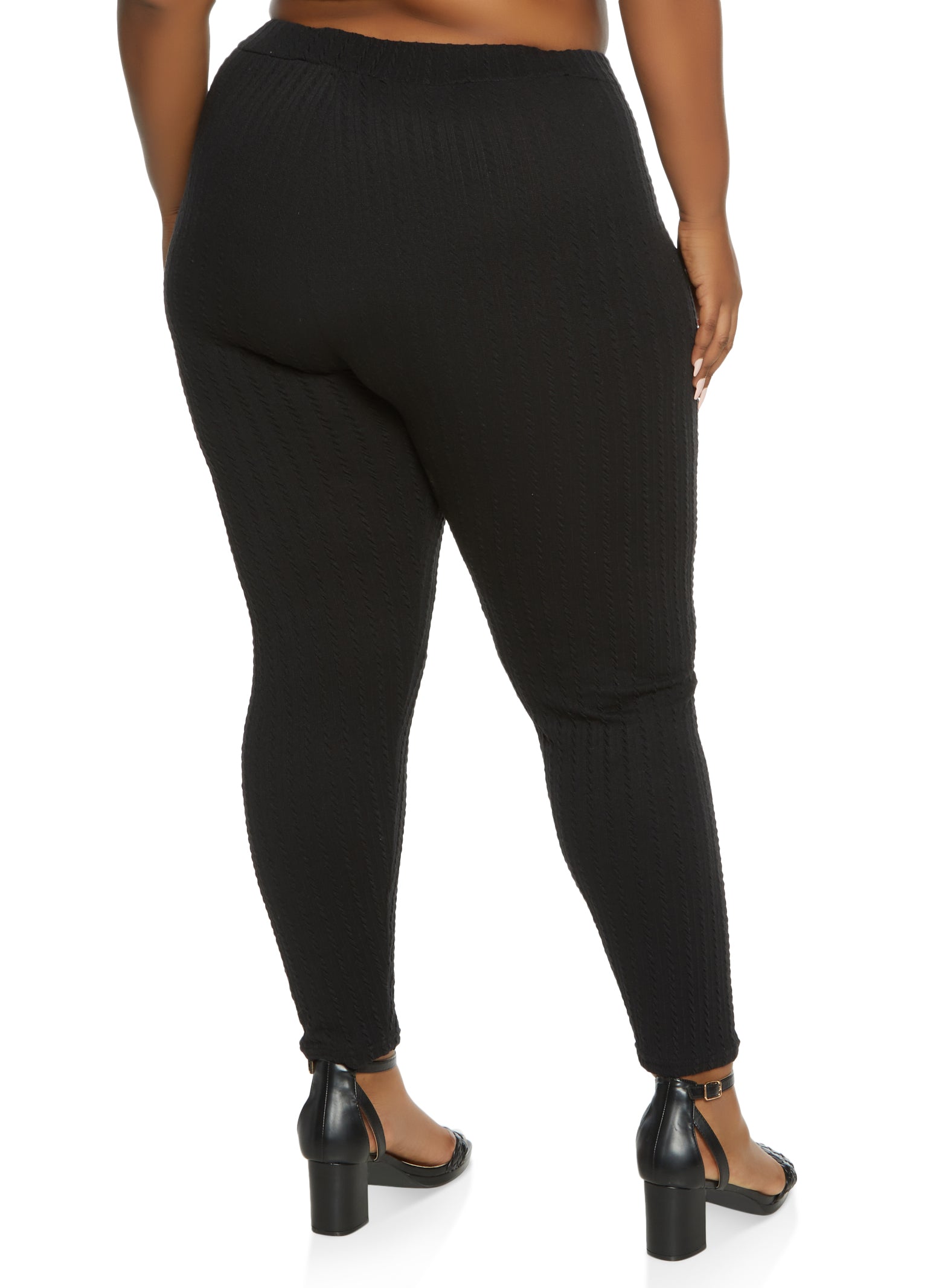 Plus Size Textured Knit High Waist Leggings
