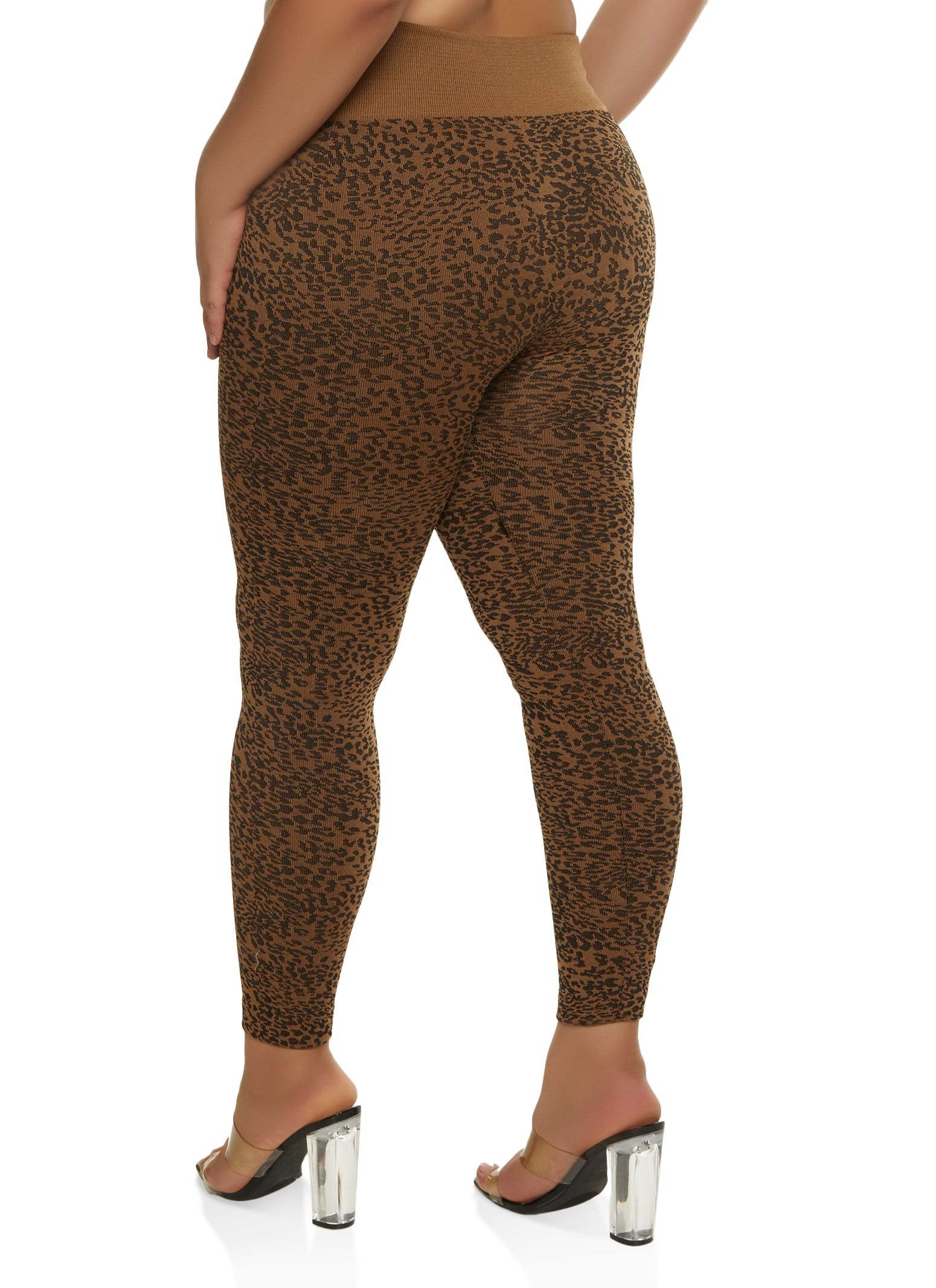 Plus Size Leopard Print Leggings - Camel
