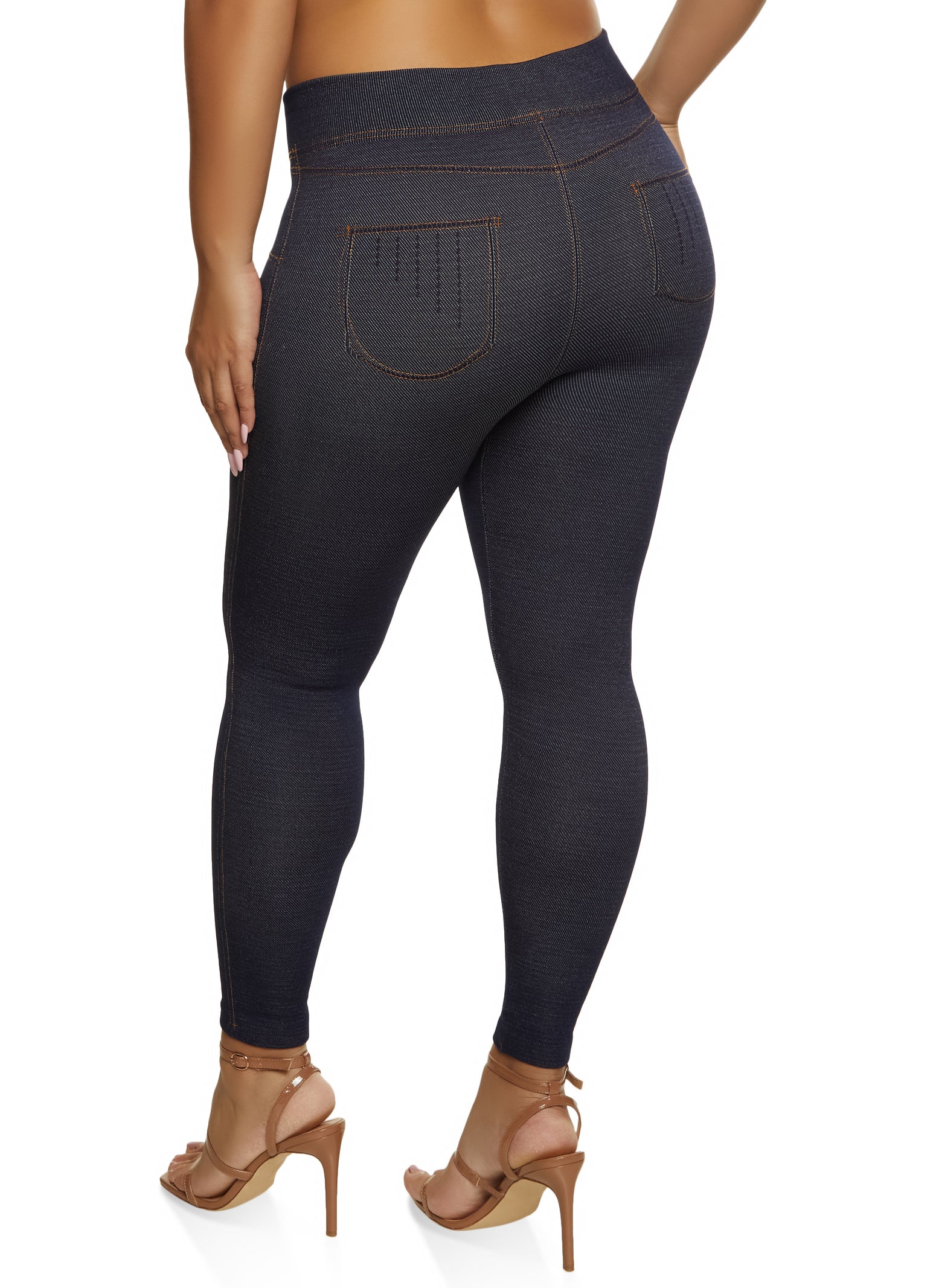 Plus Size Denim Knit Fleece Lined Leggings