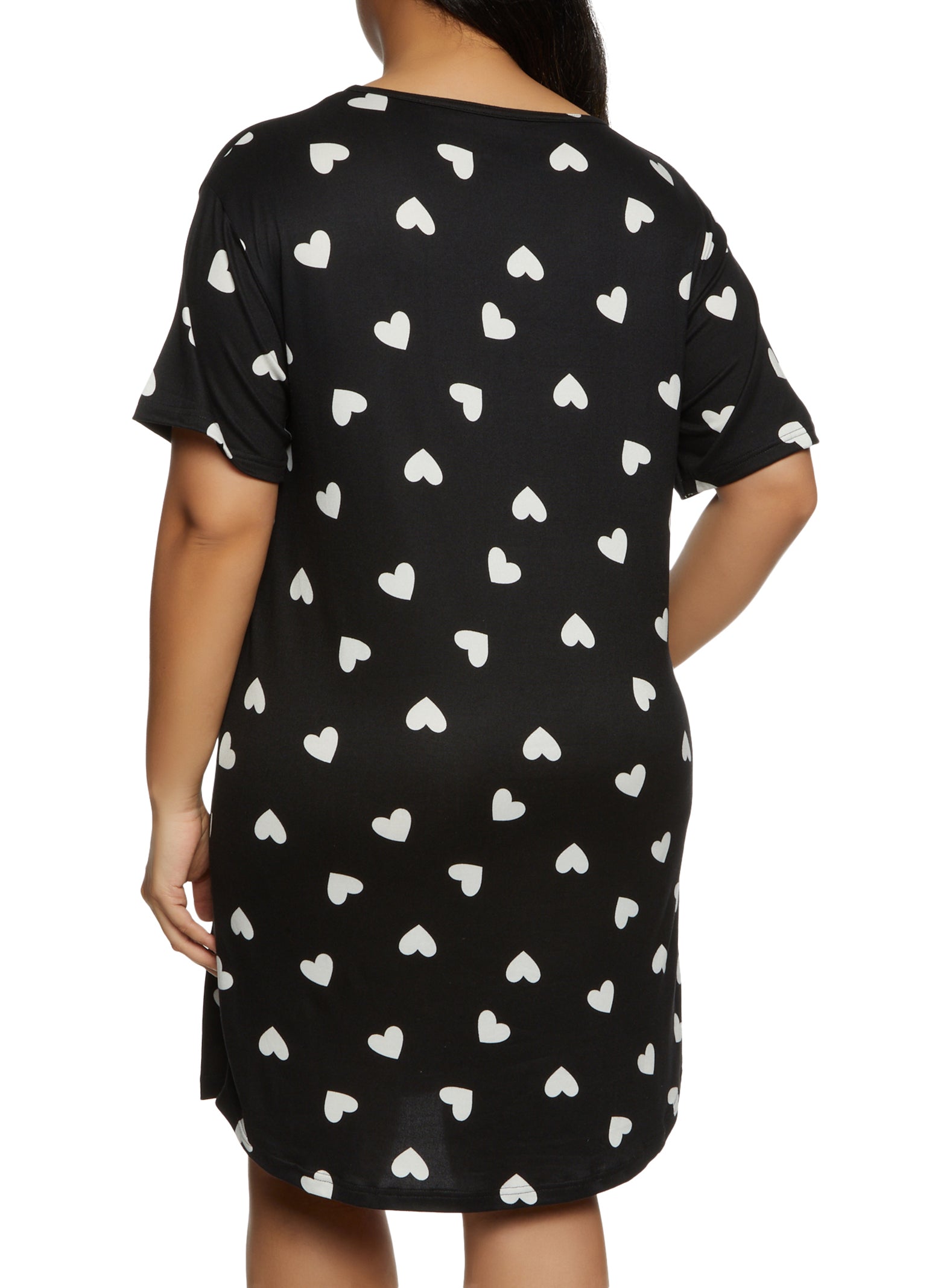Plus Size Heart Sequin Graphic Print Nightgown