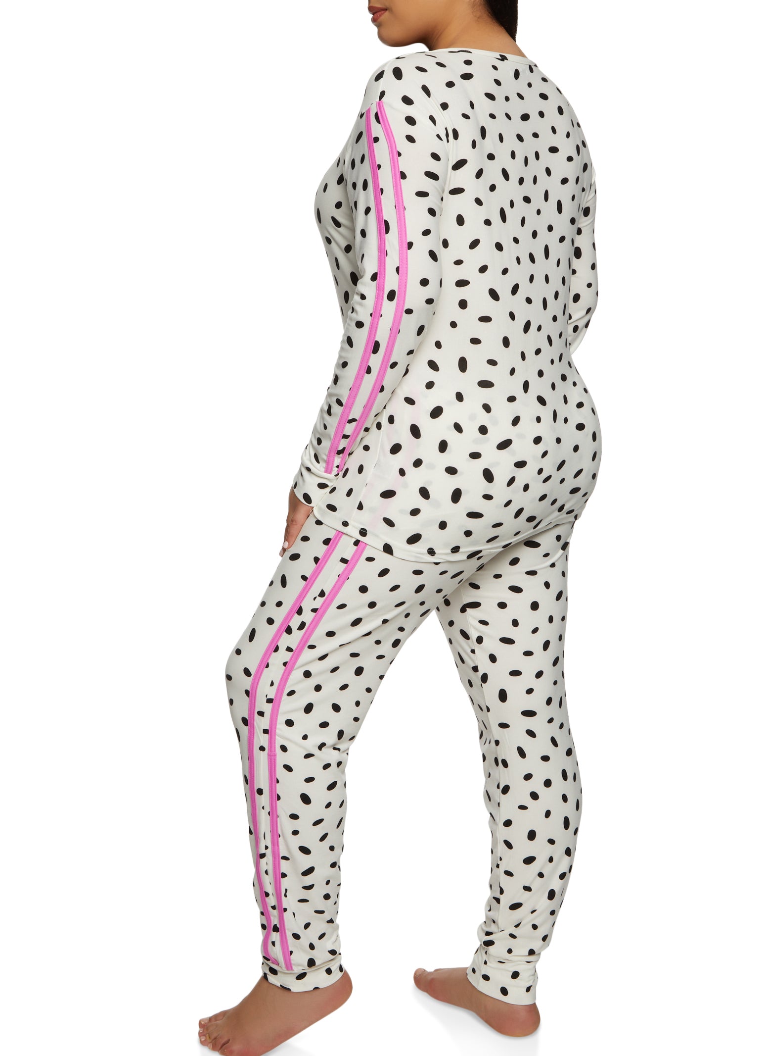 Plus Size Polka Dot Lip Pajama Top and Pants