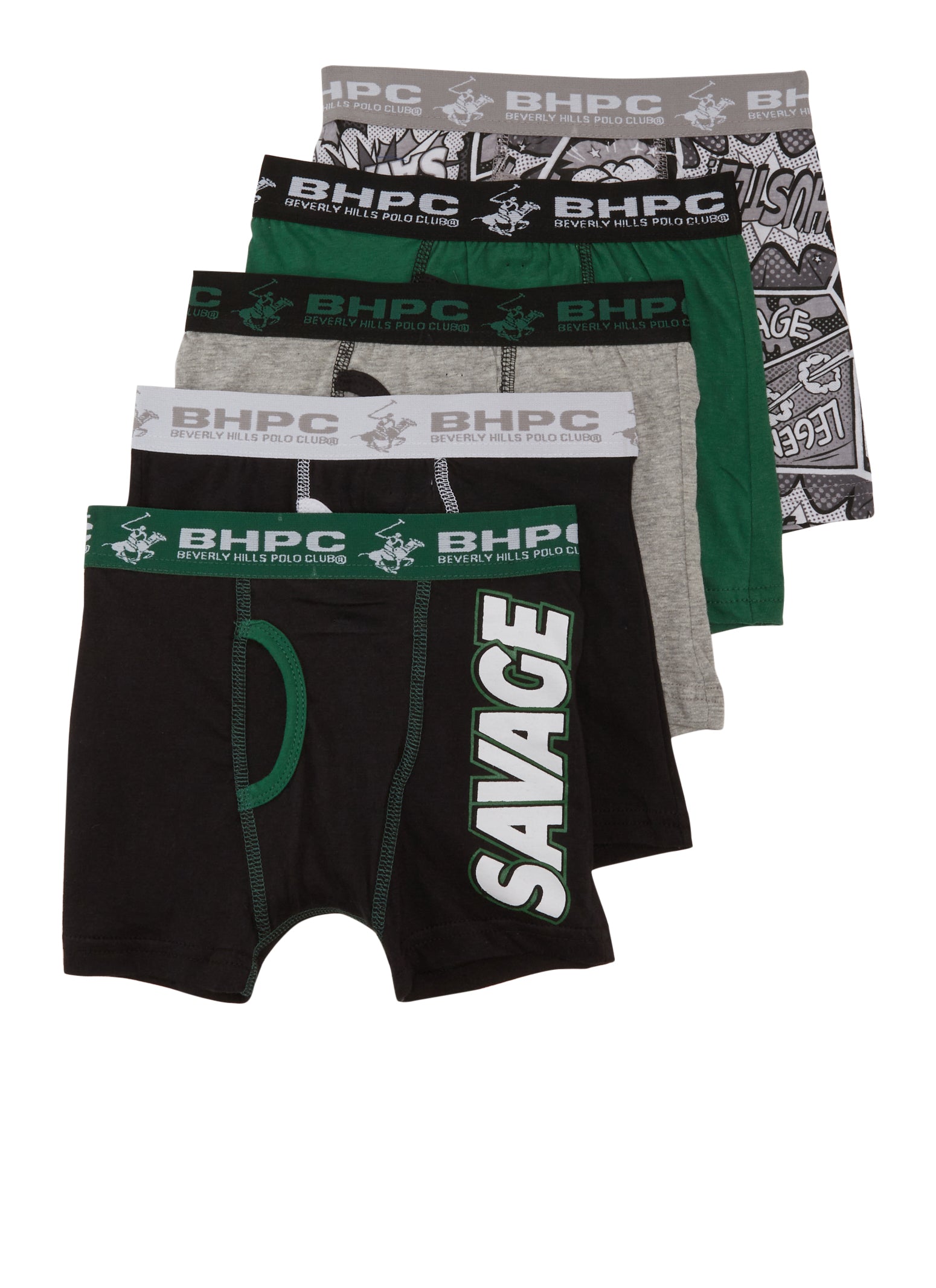 Boys 5 Pack Assorted Savage Boxer Briefs