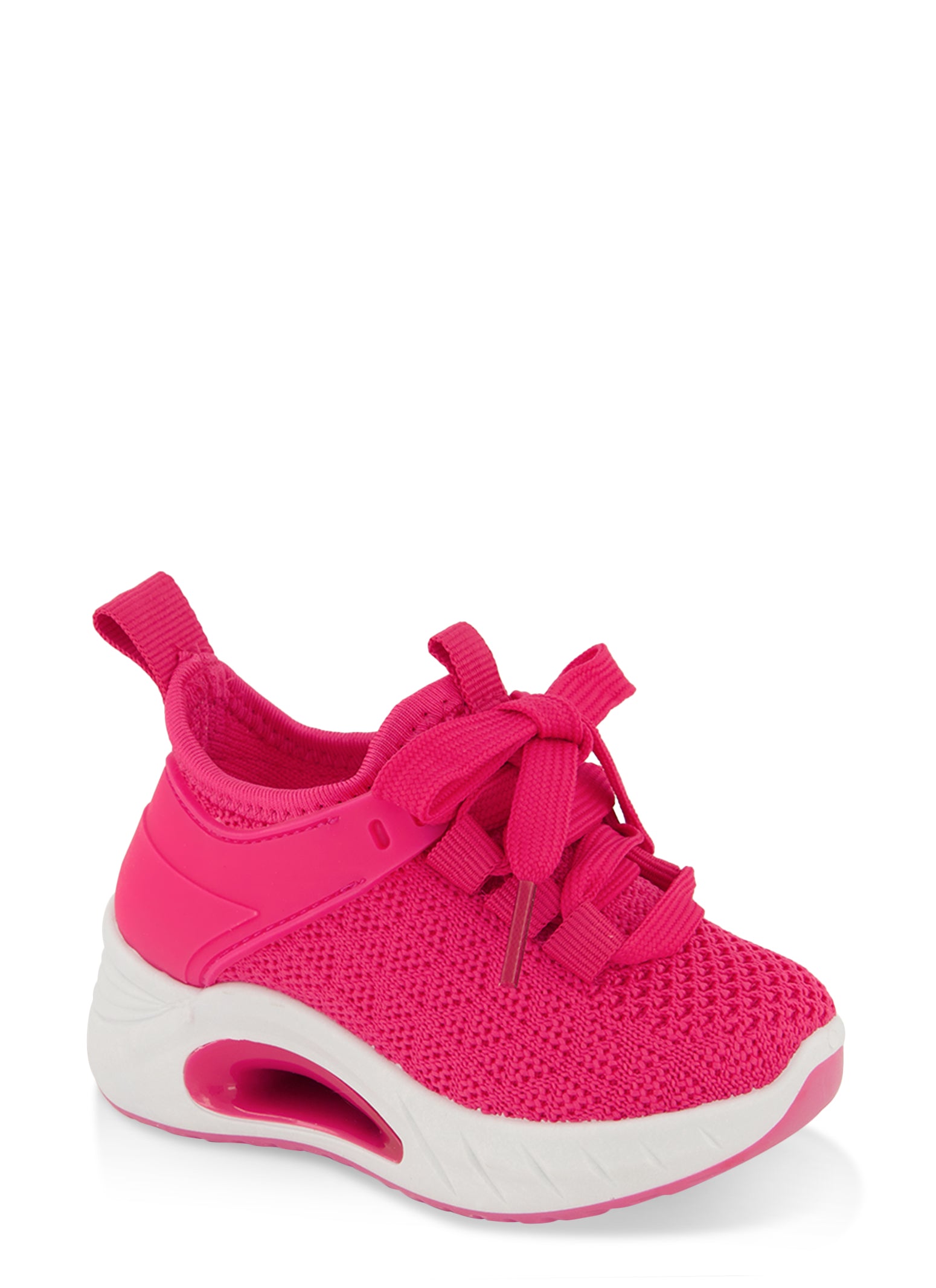 Toddler Girls Basic Textured Knit Lace Up Sneakers