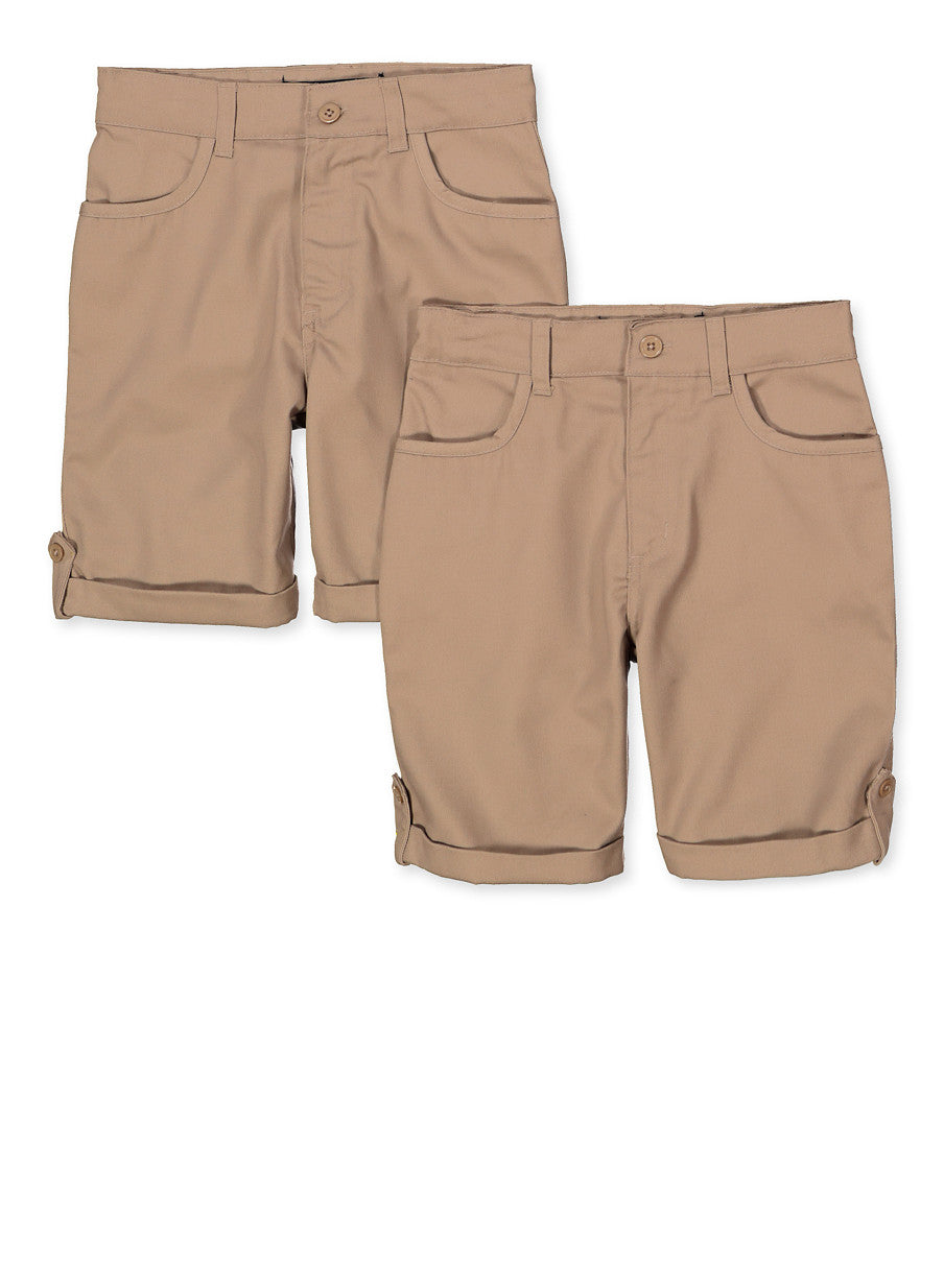 Girls School Uniform Pack Tabbed Shorts Khaki Size 7-14